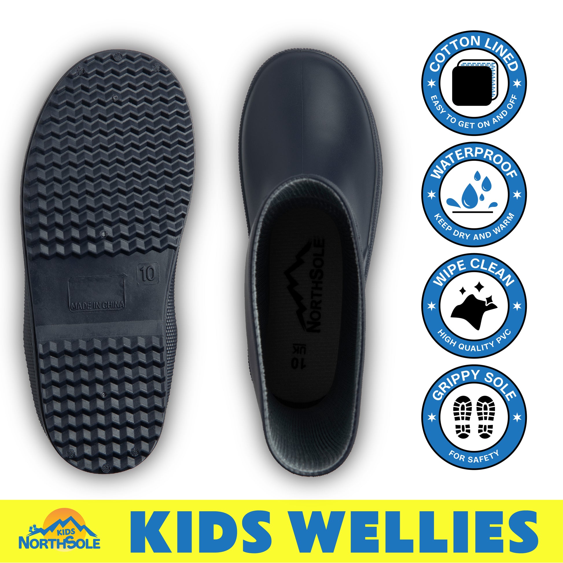 NorthSole Kids Wellies Boys & Girls Wellington Boots Childrens Toddler Welly Sizes 6-2 - My Little Legends