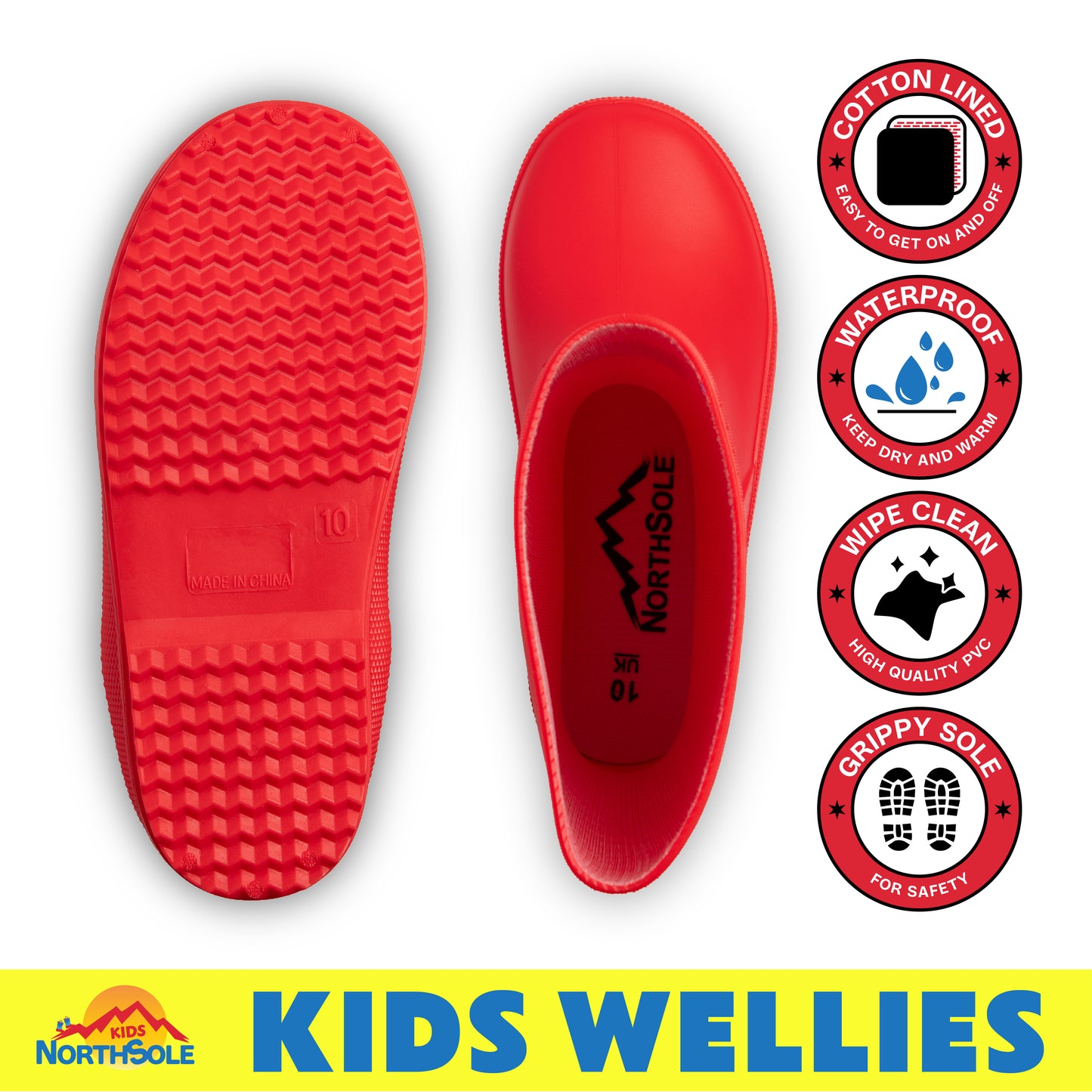NorthSole Kids Wellies Boys & Girls Wellington Boots Childrens Toddler Welly Sizes 6-2 - My Little Legends