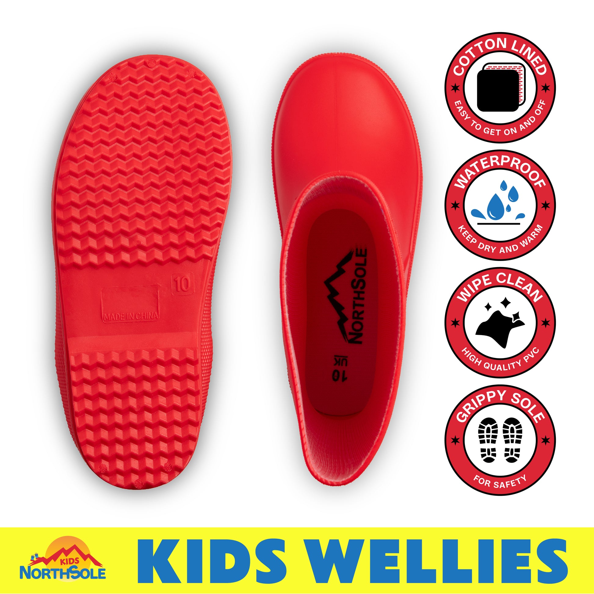 NorthSole Kids Wellies Boys & Girls Wellington Boots Childrens Toddler Welly Sizes 6-2 - My Little Legends