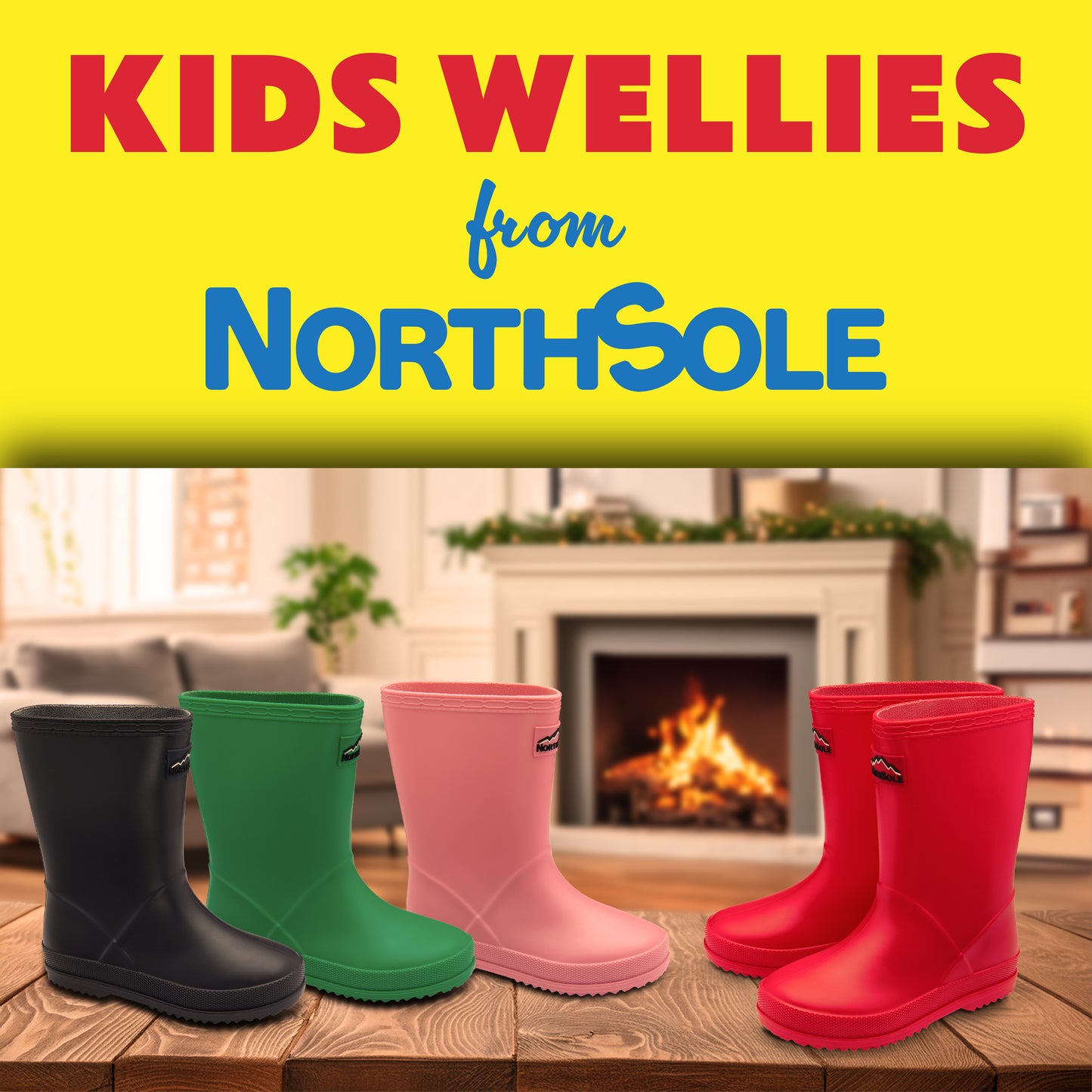 NorthSole Kids Wellies Boys & Girls Wellington Boots Childrens Toddler Welly Sizes 6-2 - My Little Legends