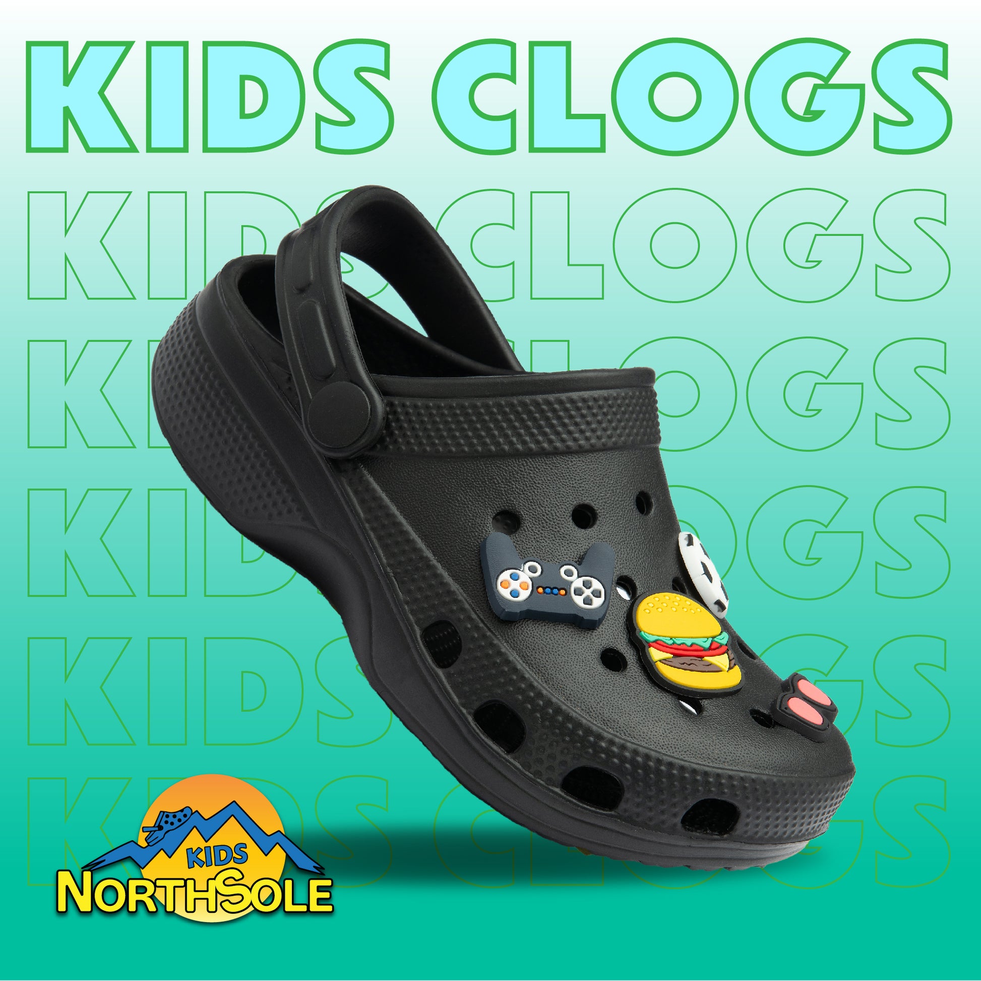 NorthSole Boys Clogs Childrens Sandals with Removable Charms Kids Beach Pool Shoes - My Little Legends