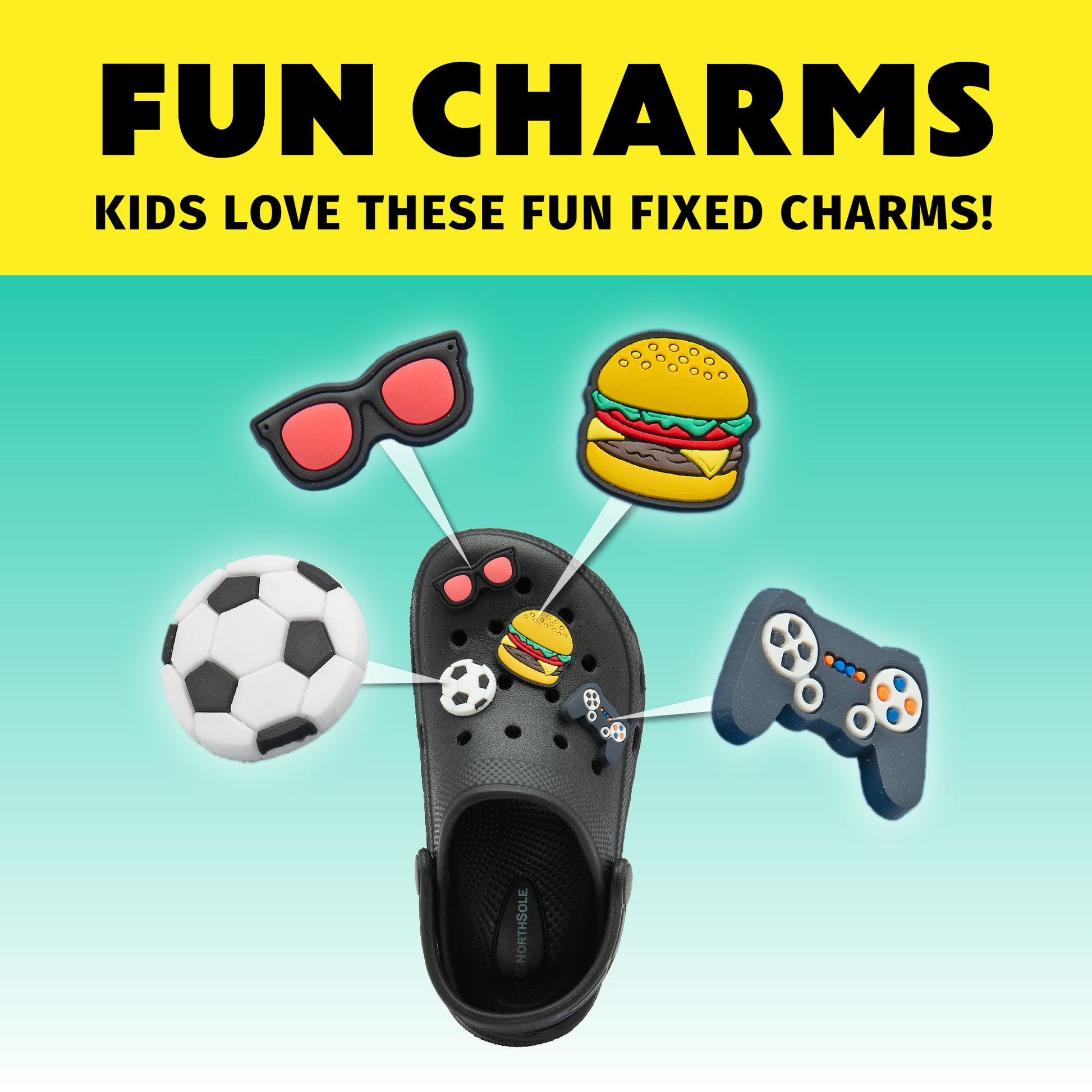 NorthSole Boys Clogs Childrens Sandals with Removable Charms Kids Beach Pool Shoes - My Little Legends