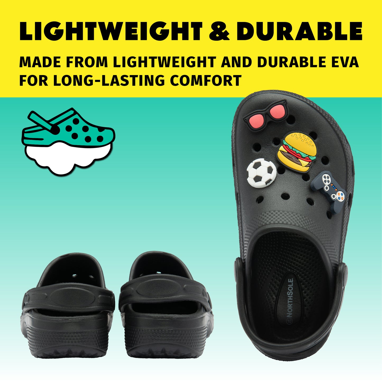 NorthSole Boys Clogs Childrens Sandals with Removable Charms Kids Beach Pool Shoes - My Little Legends