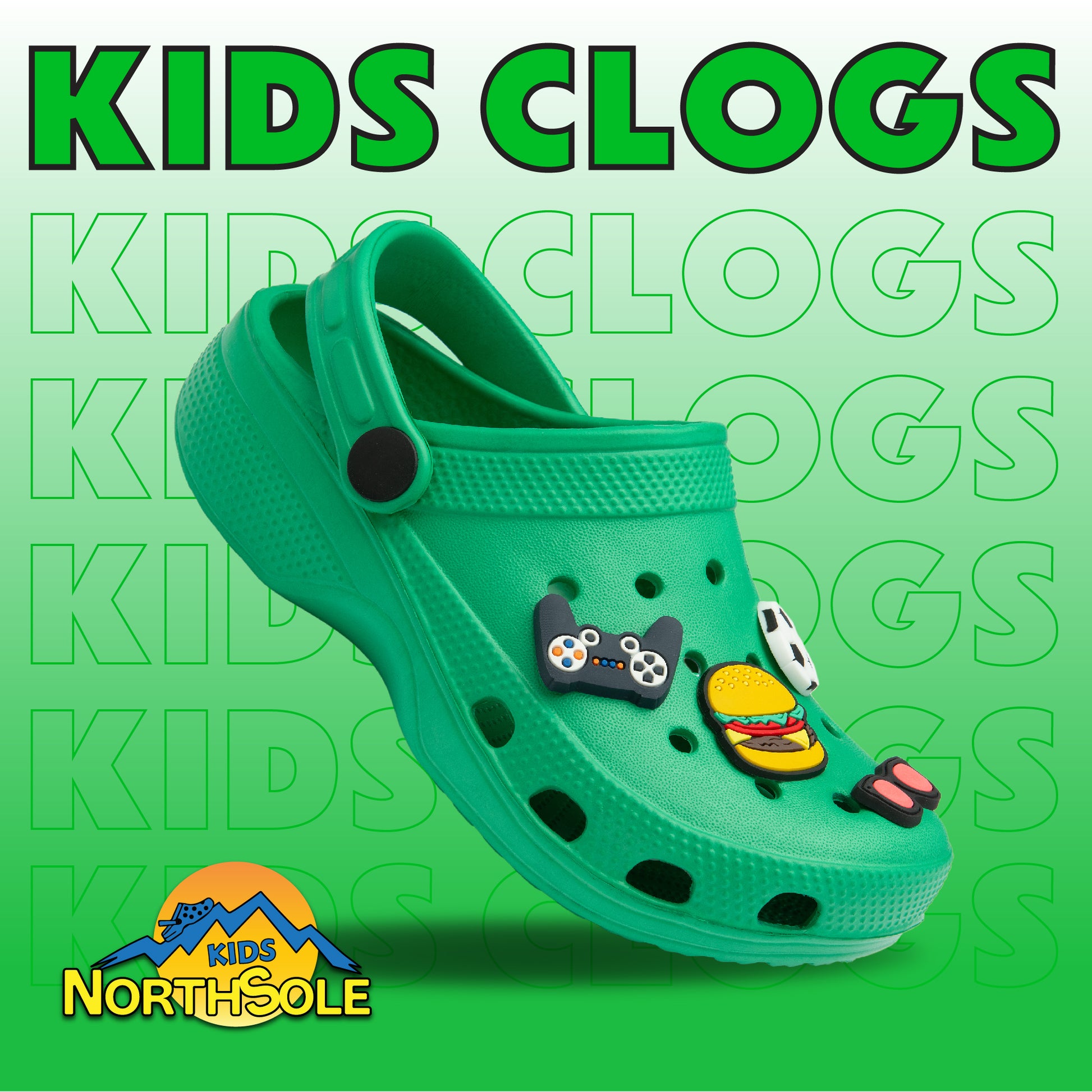 NorthSole Boys Clogs Childrens Sandals with Removable Charms Kids Beach Pool Shoes - My Little Legends