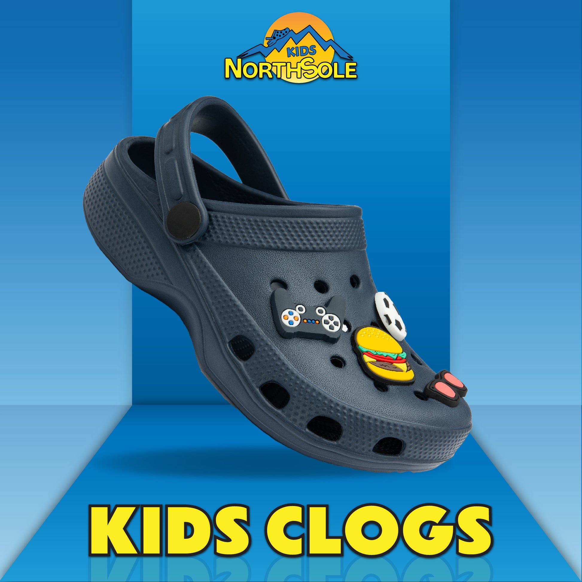NorthSole Boys Clogs Childrens Sandals with Removable Charms Kids Beach Pool Shoes - My Little Legends