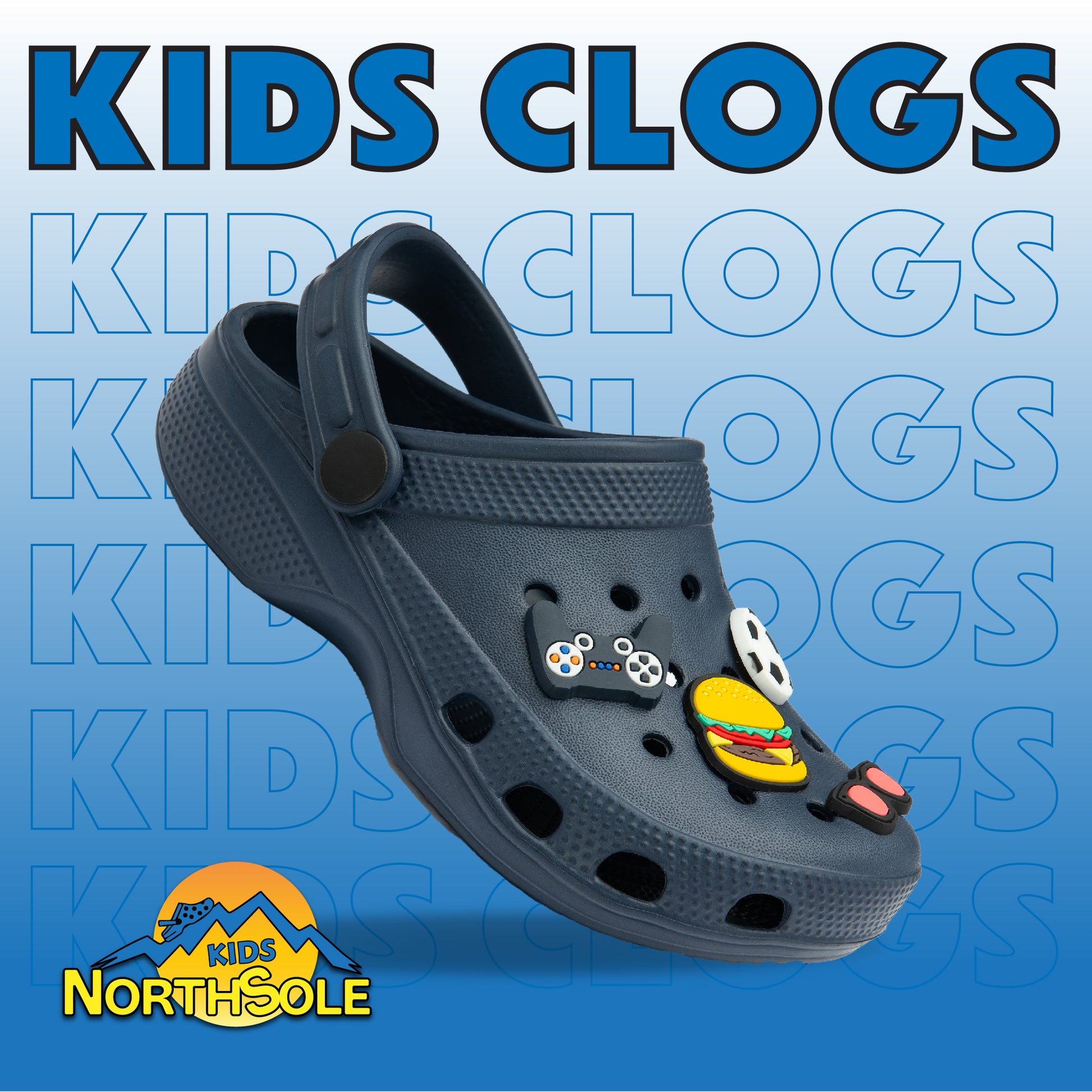 NorthSole Boys Clogs Childrens Sandals with Removable Charms Kids Beach Pool Shoes - My Little Legends