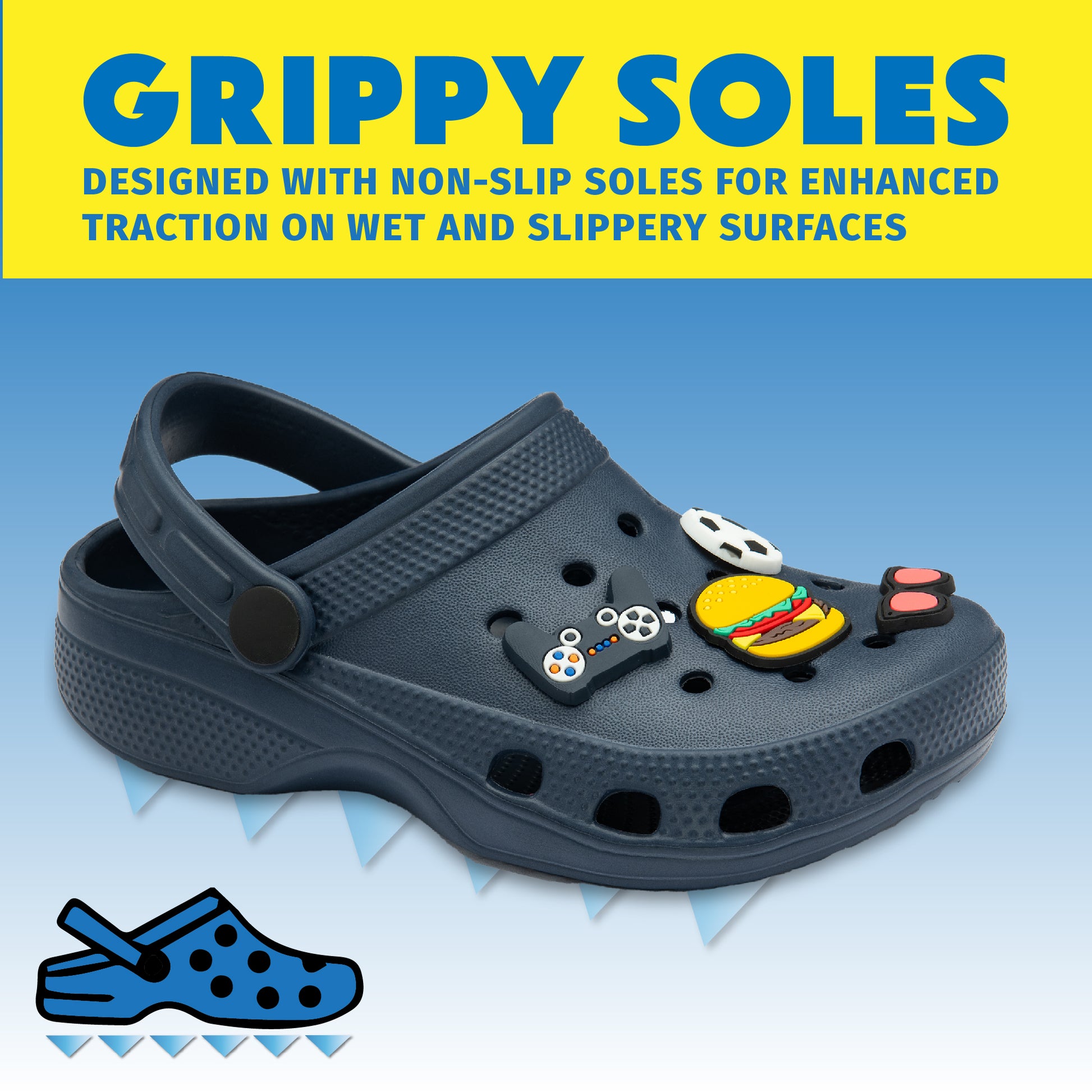 NorthSole Boys Clogs Childrens Sandals with Removable Charms Kids Beach Pool Shoes - My Little Legends