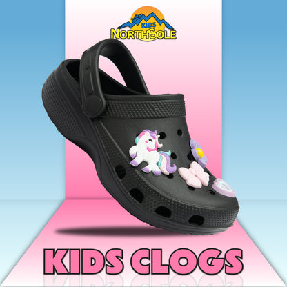 NorthSole Girls Clogs Childrens Sandals with Removable Charms Kids Beach Pool Shoes - My Little Legends