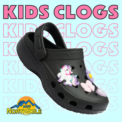 NorthSole Girls Clogs Childrens Sandals with Removable Charms Kids Beach Pool Shoes - My Little Legends