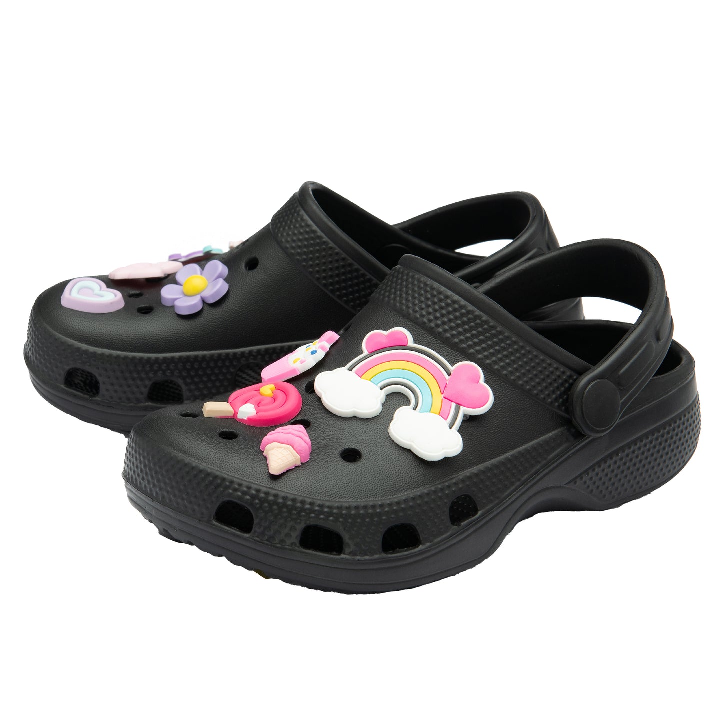 NorthSole Girls Clogs Childrens Sandals with Removable Charms Kids Beach Pool Shoes - My Little Legends