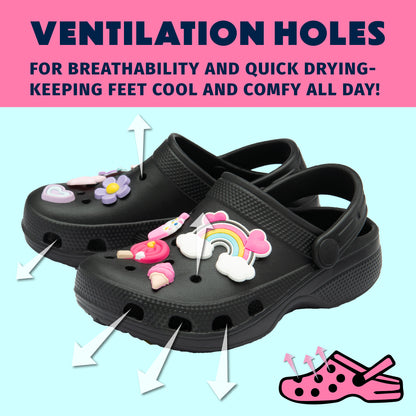 NorthSole Girls Clogs Childrens Sandals with Removable Charms Kids Beach Pool Shoes - My Little Legends