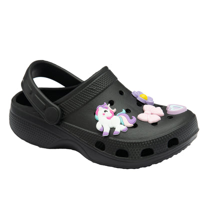 NorthSole Girls Clogs Childrens Sandals with Removable Charms Kids Beach Pool Shoes - My Little Legends