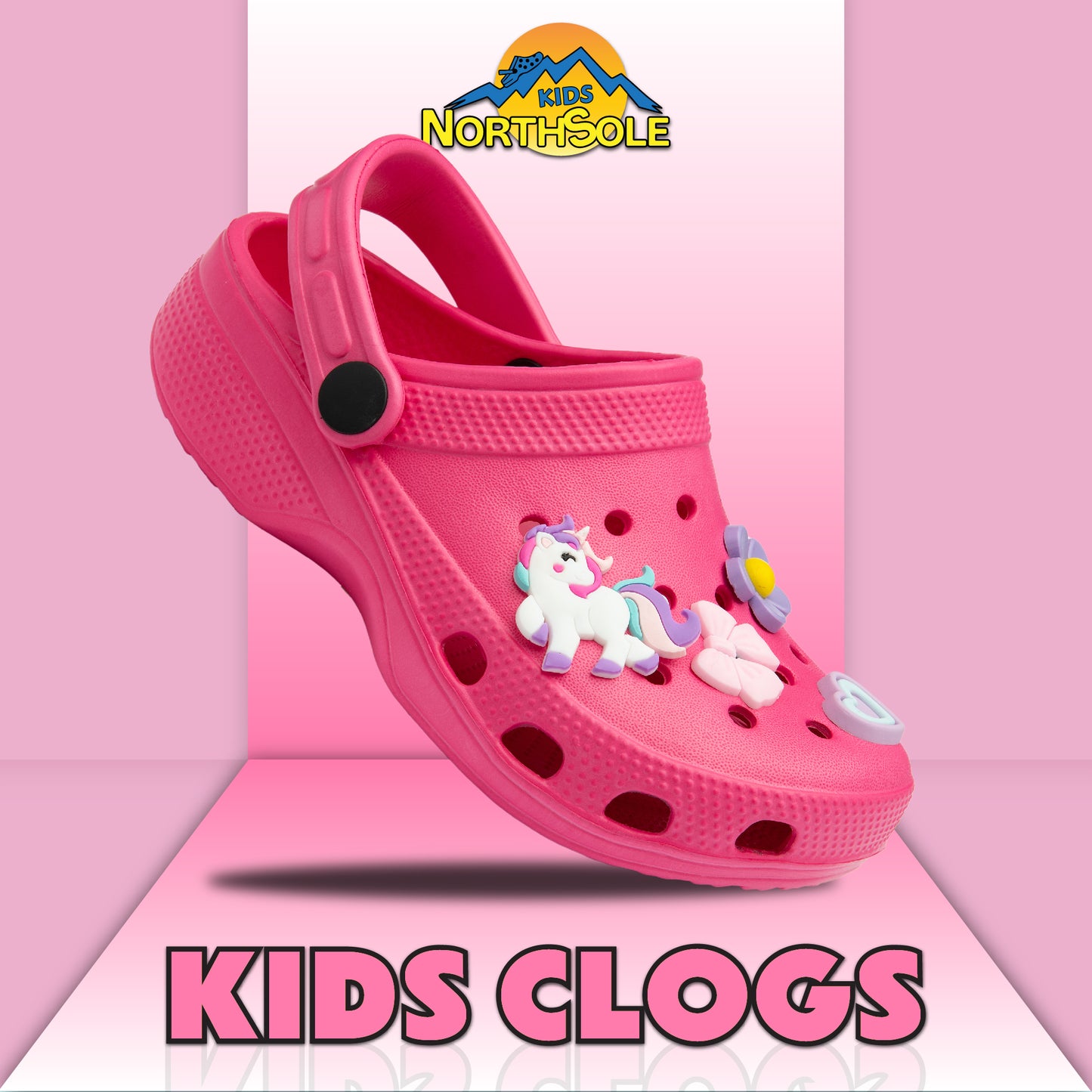 NorthSole Girls Clogs Childrens Sandals with Removable Charms Kids Beach Pool Shoes - My Little Legends