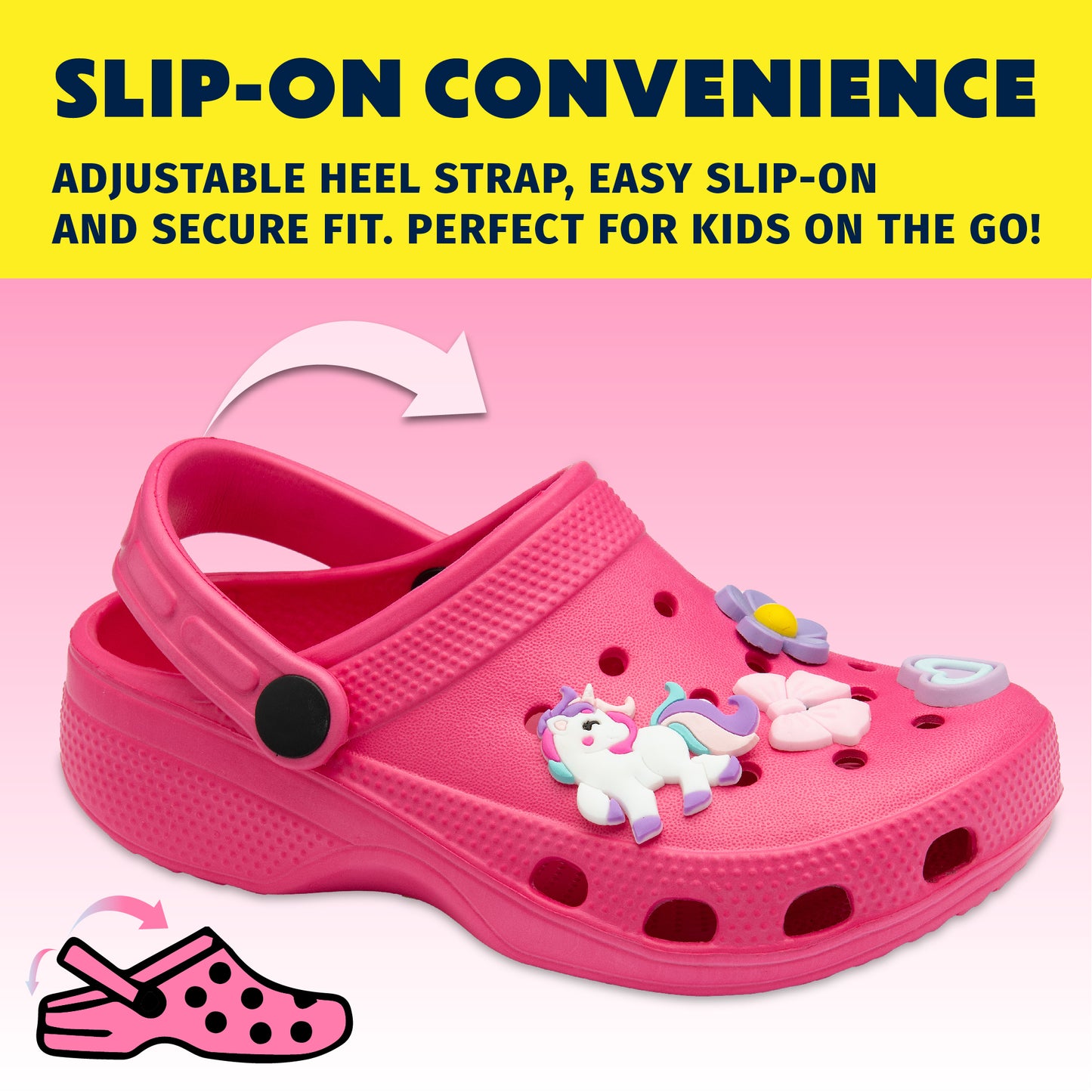 NorthSole Girls Clogs Childrens Sandals with Removable Charms Kids Beach Pool Shoes - My Little Legends
