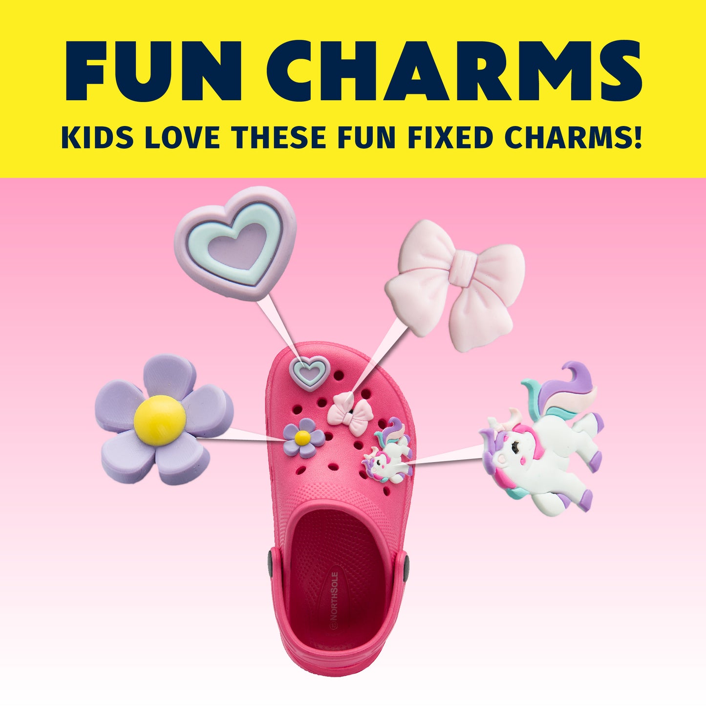 NorthSole Girls Clogs Childrens Sandals with Removable Charms Kids Beach Pool Shoes - My Little Legends