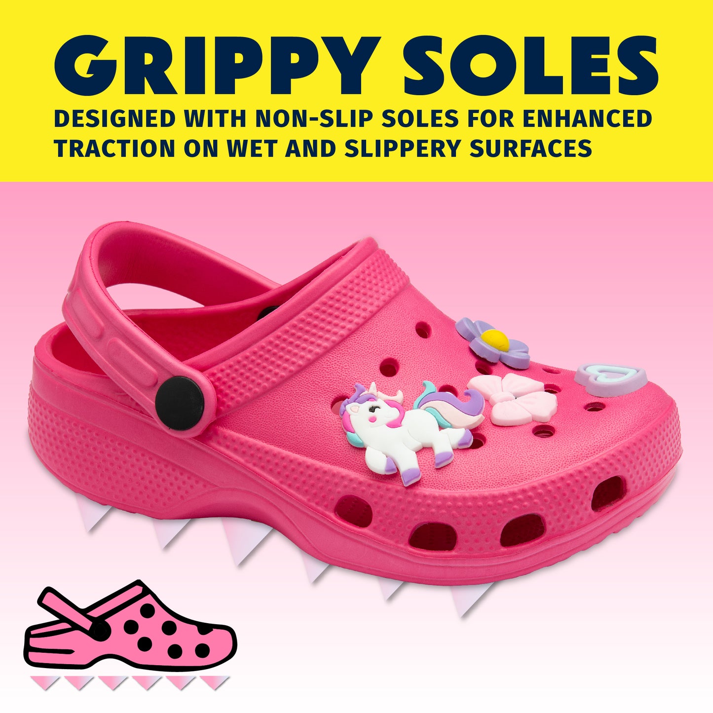 NorthSole Girls Clogs Childrens Sandals with Removable Charms Kids Beach Pool Shoes - My Little Legends
