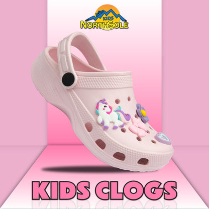 NorthSole Girls Clogs Childrens Sandals with Removable Charms Kids Beach Pool Shoes - My Little Legends