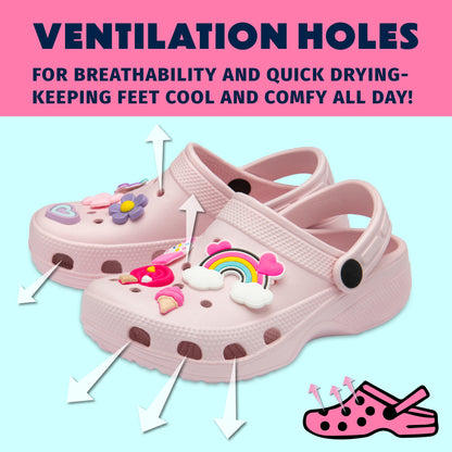 NorthSole Girls Clogs Childrens Sandals with Removable Charms Kids Beach Pool Shoes - My Little Legends
