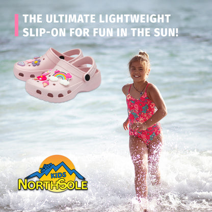 NorthSole Girls Clogs Childrens Sandals with Removable Charms Kids Beach Pool Shoes - My Little Legends