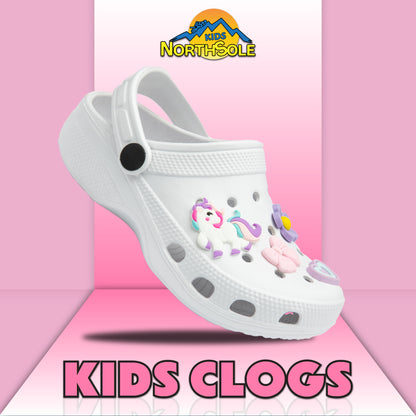 NorthSole Girls Clogs Childrens Sandals with Removable Charms Kids Beach Pool Shoes - My Little Legends