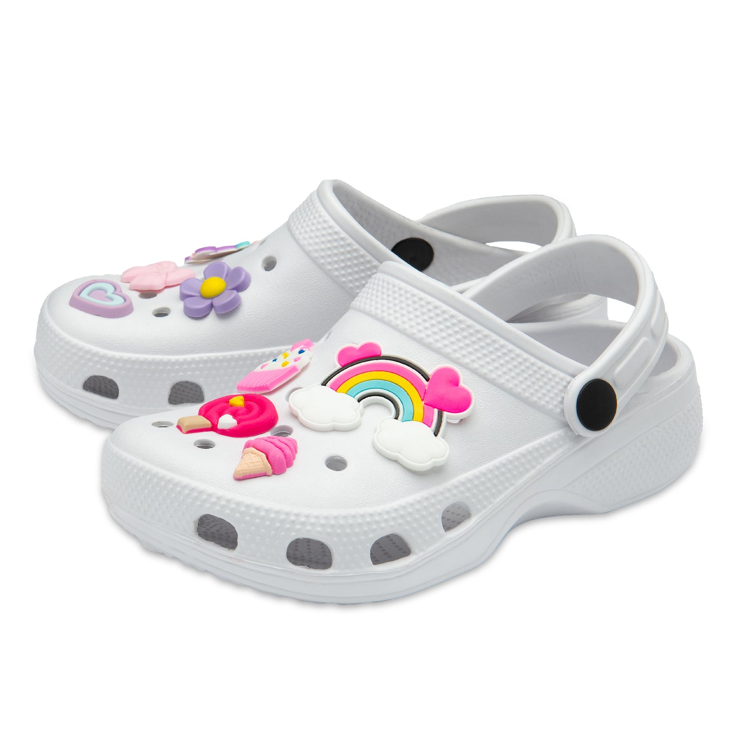 NorthSole Girls Clogs Childrens Sandals with Removable Charms Kids Beach Pool Shoes - My Little Legends
