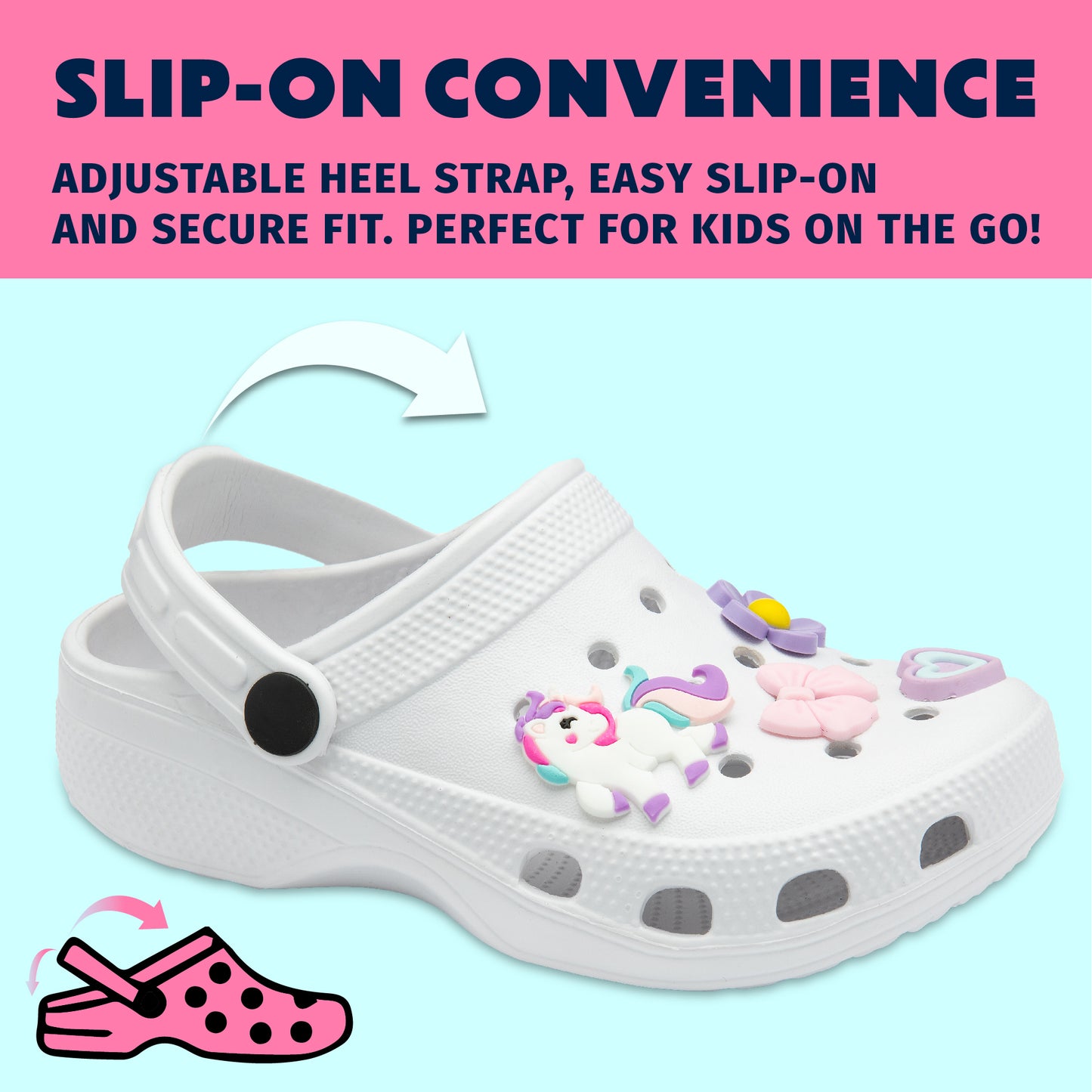 NorthSole Girls Clogs Childrens Sandals with Removable Charms Kids Beach Pool Shoes - My Little Legends