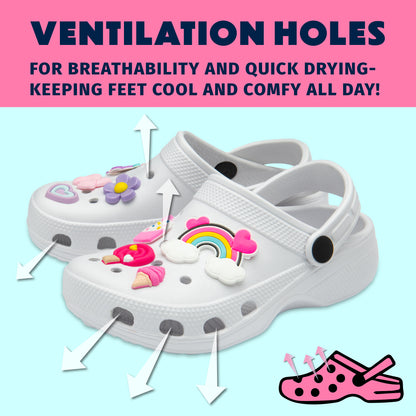 NorthSole Girls Clogs Childrens Sandals with Removable Charms Kids Beach Pool Shoes - My Little Legends