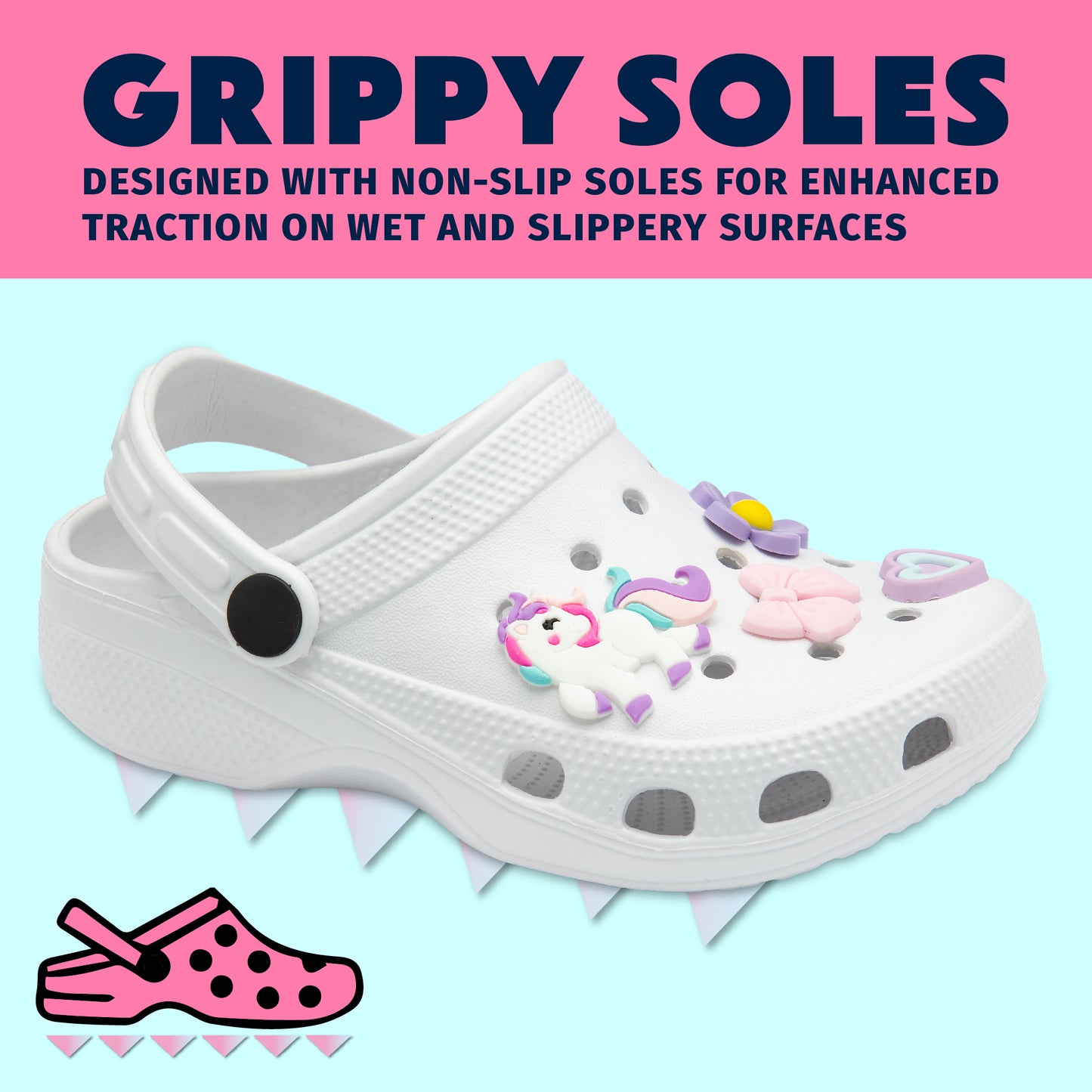 NorthSole Girls Clogs Childrens Sandals with Removable Charms Kids Beach Pool Shoes - My Little Legends