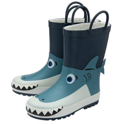 NorthSole Kids Wellies Boys & Girls Childrens Rubber Wellington Boots With Easy Pull On Handles Fleece Lined - My Little Legends