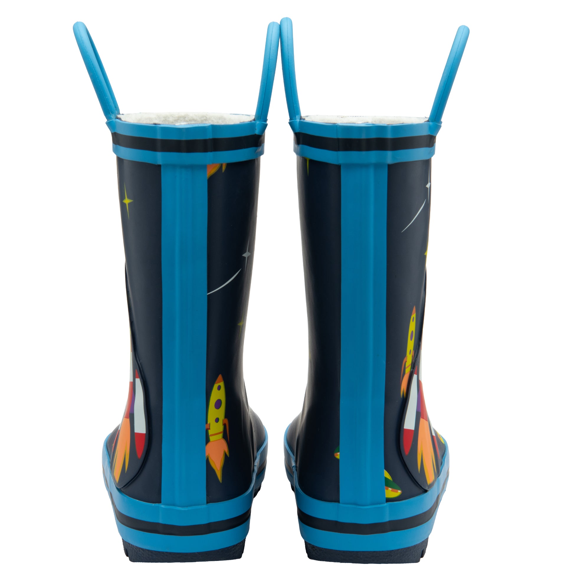 NorthSole Kids Wellies Boys & Girls Childrens Rubber Wellington Boots With Easy Pull On Handles Fleece Lined - My Little Legends