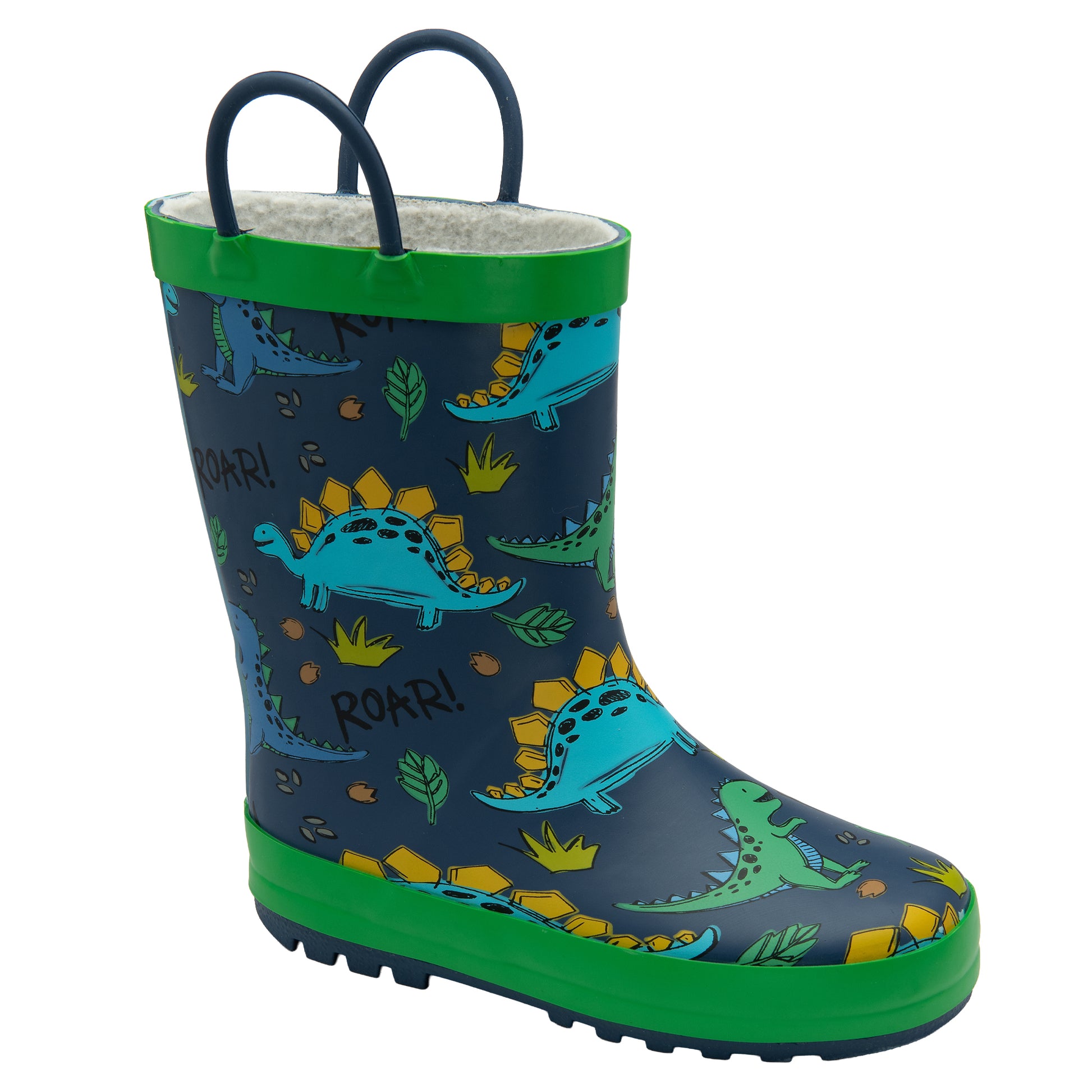 NorthSole Kids Wellies Boys & Girls Childrens Rubber Wellington Boots With Easy Pull On Handles Fleece Lined - My Little Legends