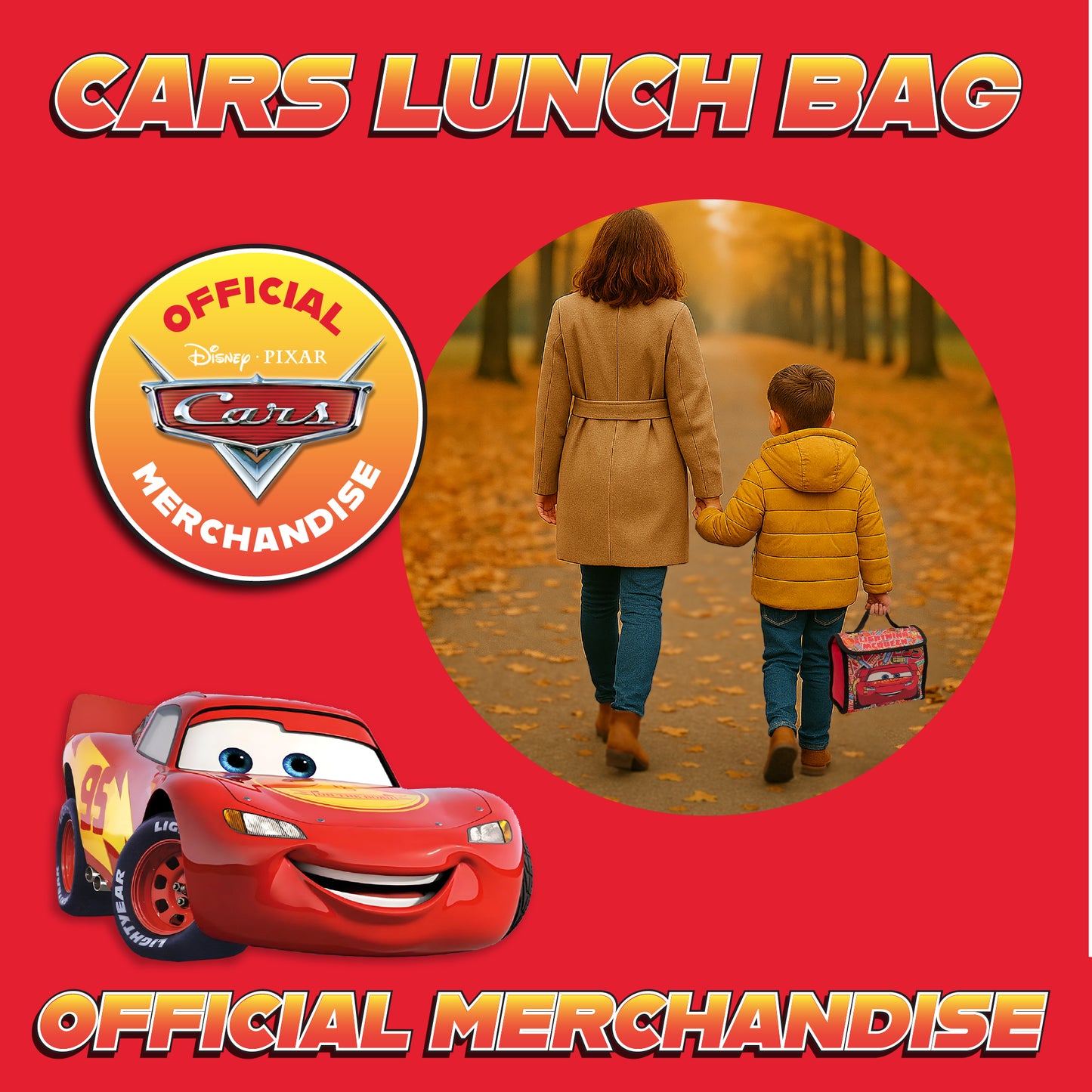 Disney Cars Kids Lunch Bag Lightning McQueen Boys Childrens Thermal Insulated School Nursery Lunchbag - My Little Legends