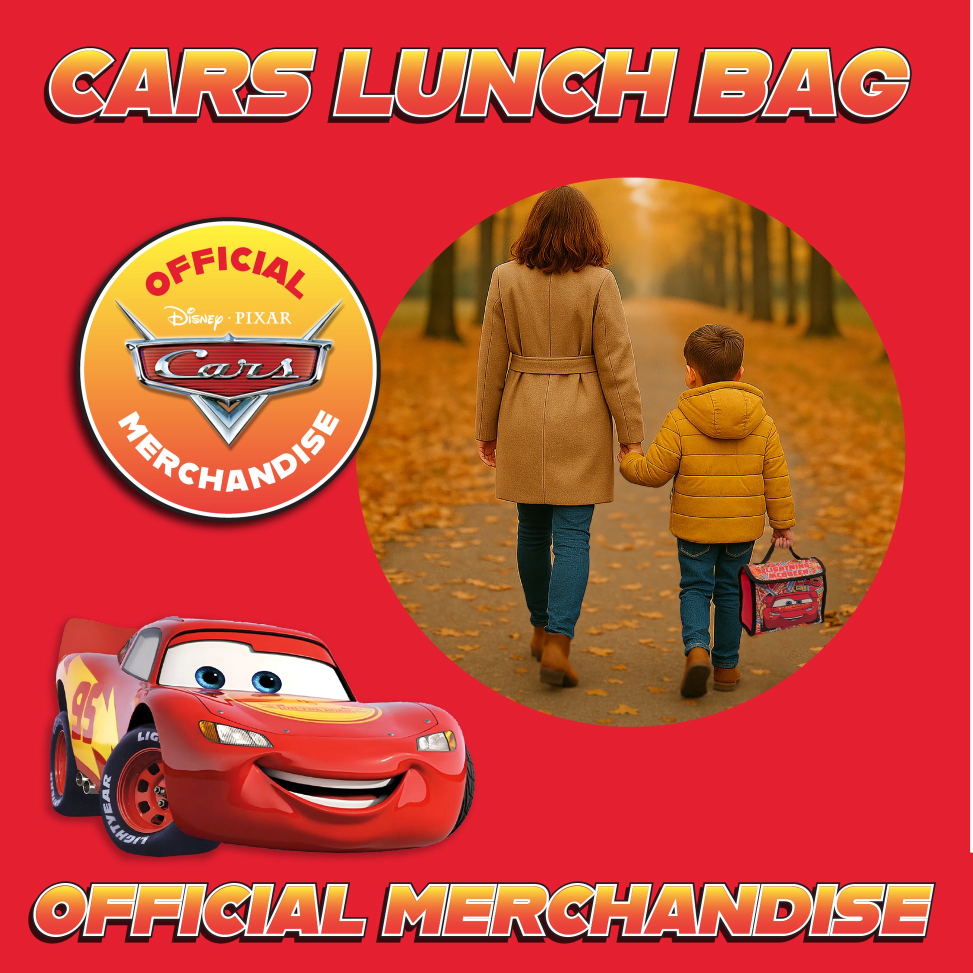 Disney Cars Kids Lunch Bag Lightning McQueen Boys Childrens Thermal Insulated School Nursery Lunchbag - My Little Legends