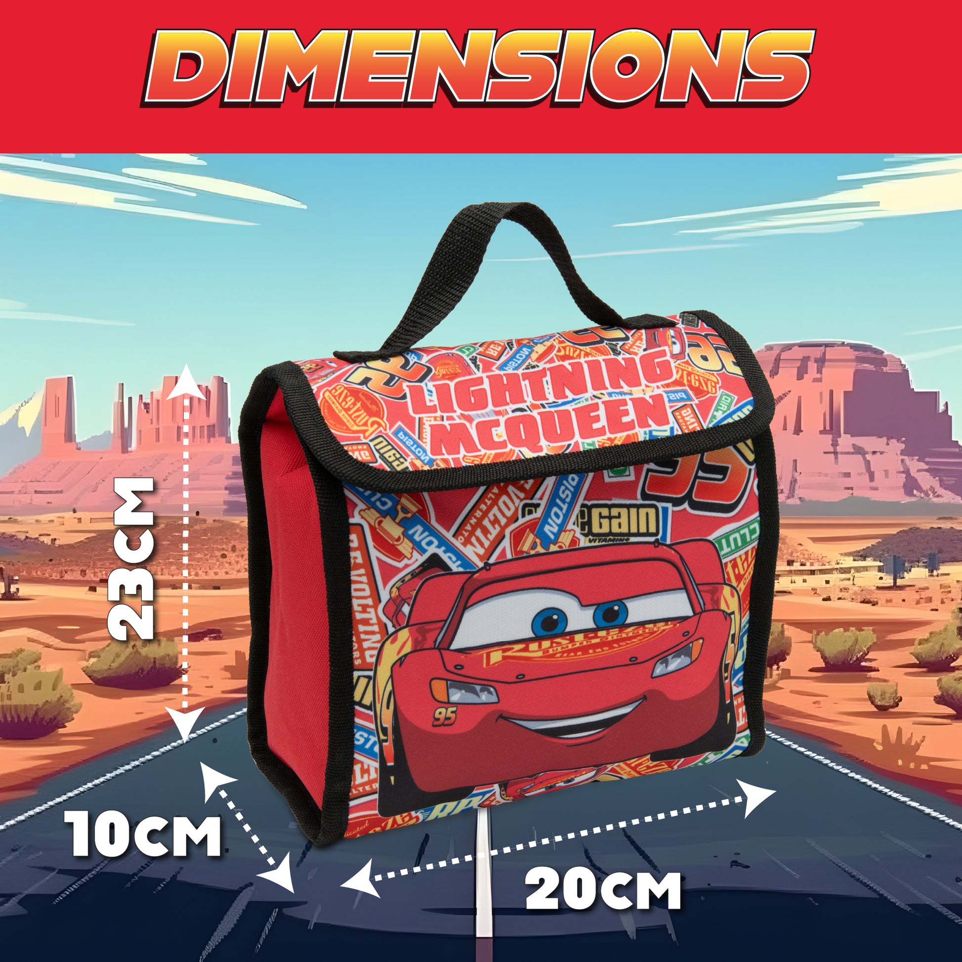 Disney Cars Kids Lunch Bag Lightning McQueen Boys Childrens Thermal Insulated School Nursery Lunchbag - My Little Legends