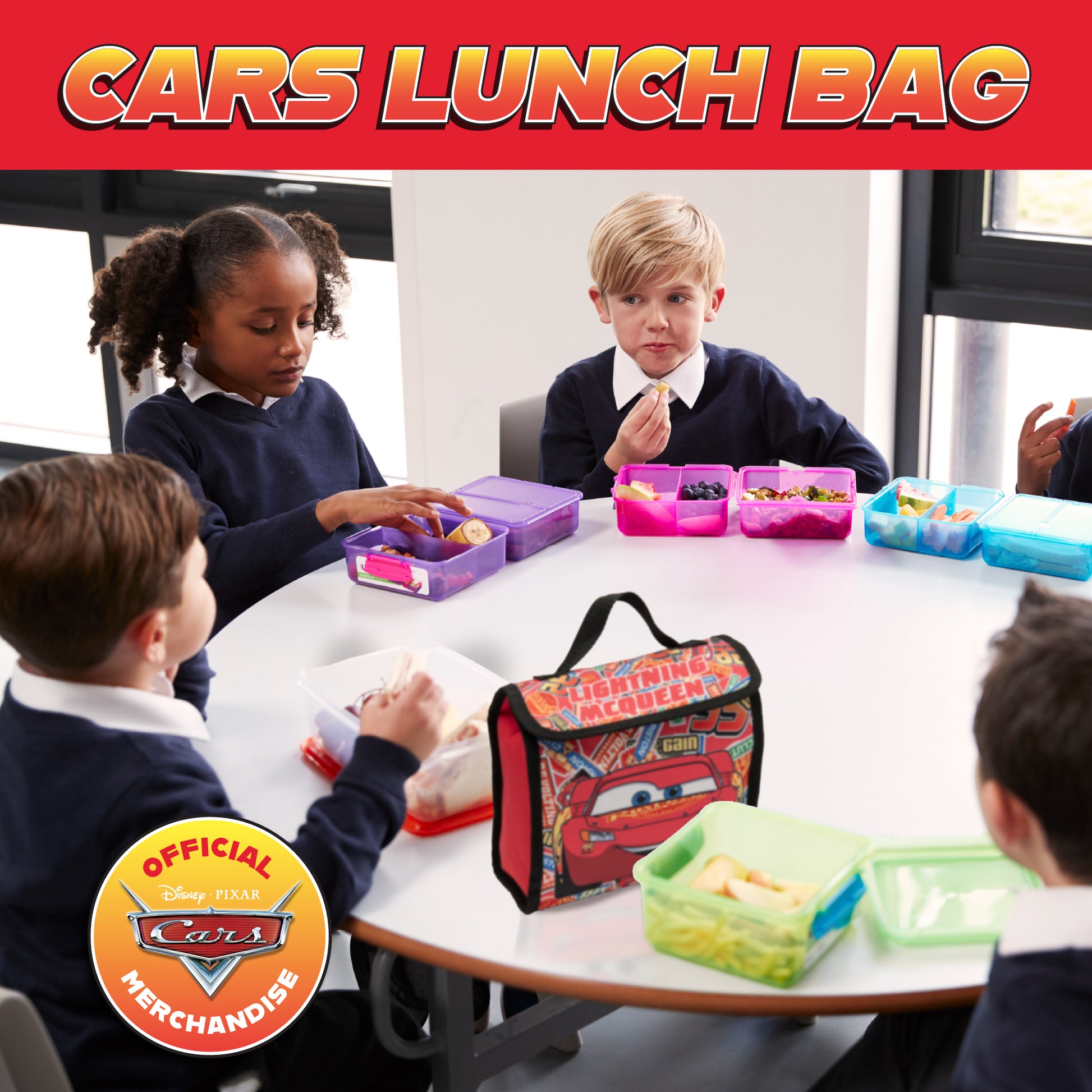 Disney Cars Kids Lunch Bag Lightning McQueen Boys Childrens Thermal Insulated School Nursery Lunchbag - My Little Legends