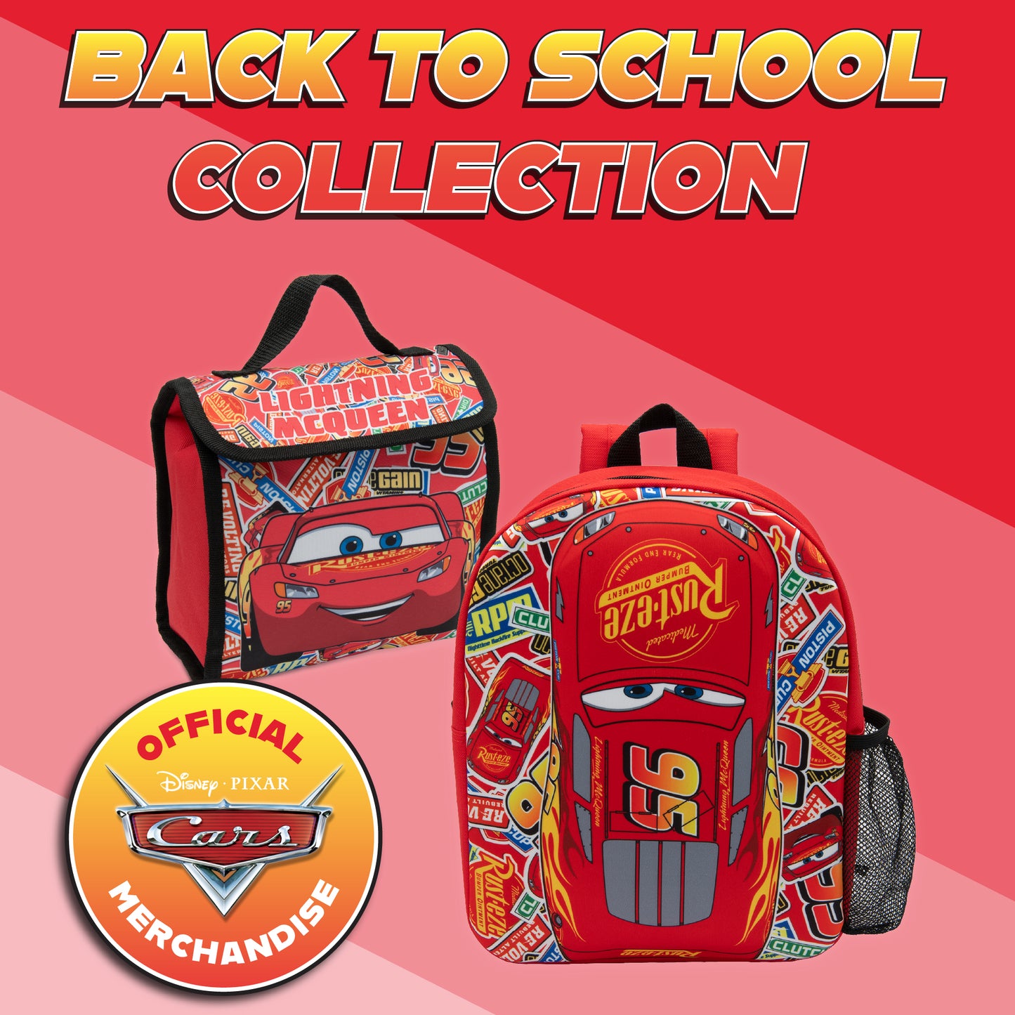Disney Cars Kids Lunch Bag Lightning McQueen Boys Childrens Thermal Insulated School Nursery Lunchbag - My Little Legends