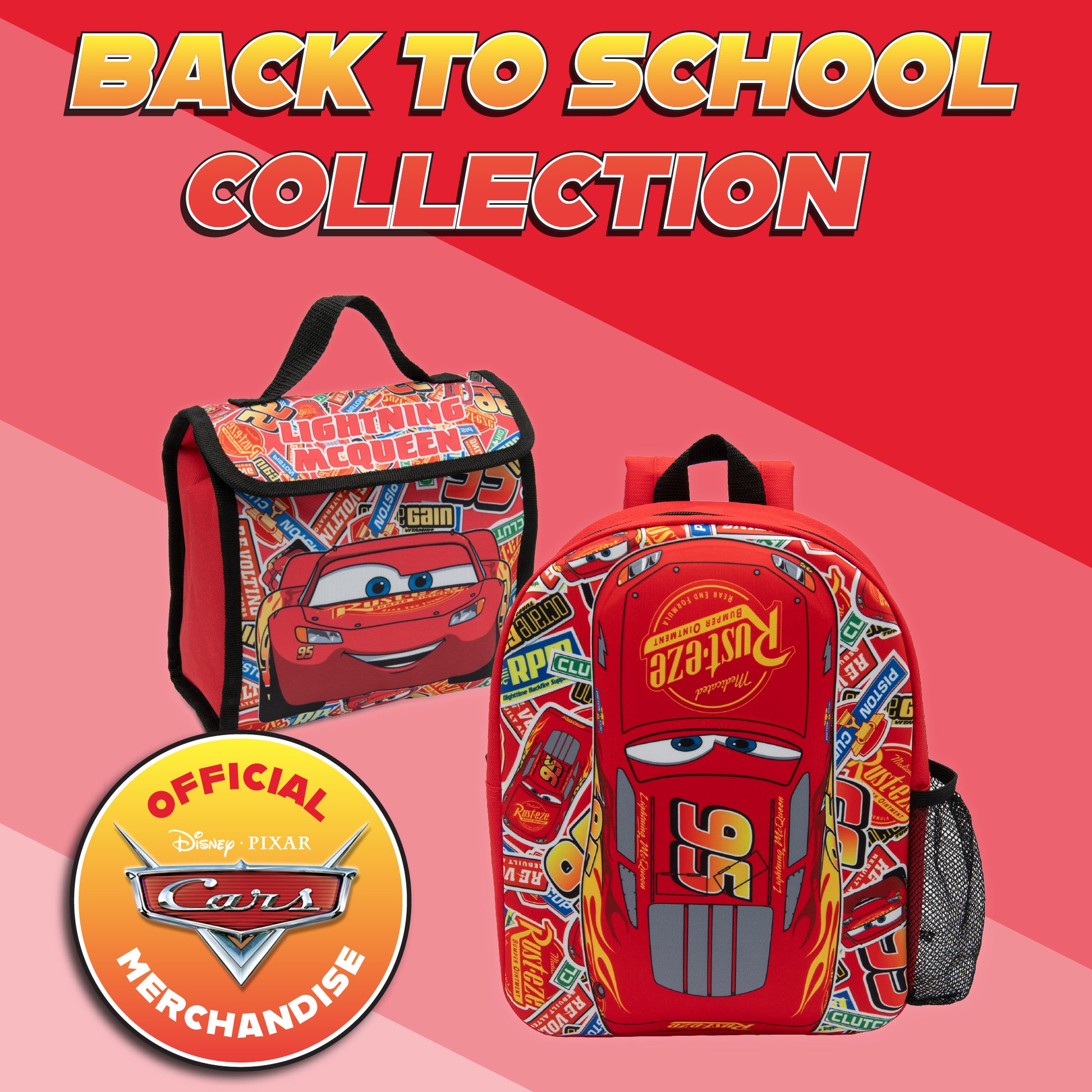 Disney Cars Kids Lunch Bag Lightning McQueen Boys Childrens Thermal Insulated School Nursery Lunchbag - My Little Legends