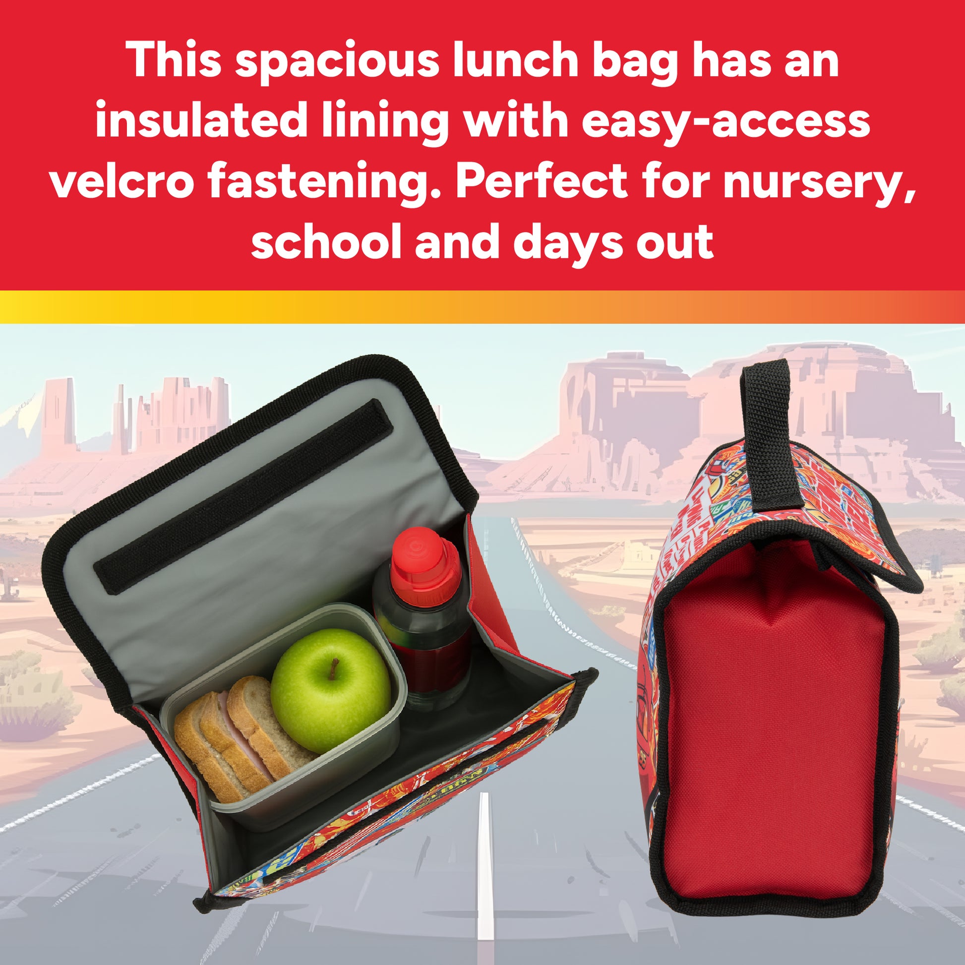 Disney Cars Kids Lunch Bag Lightning McQueen Boys Childrens Thermal Insulated School Nursery Lunchbag - My Little Legends