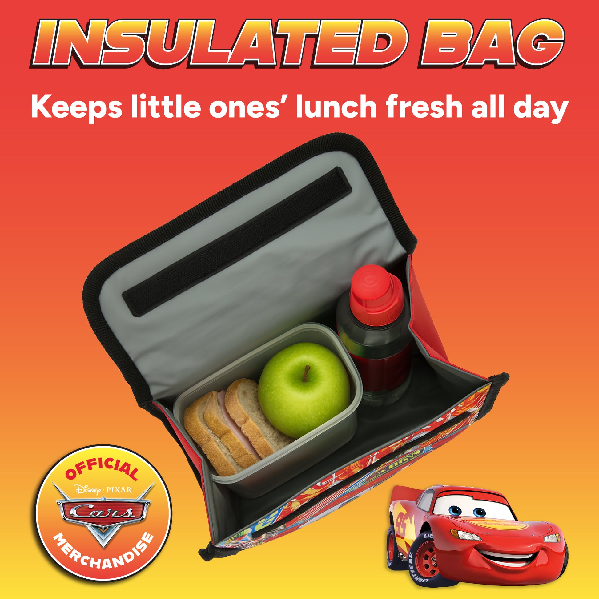 Disney Cars Kids Lunch Bag Lightning McQueen Boys Childrens Thermal Insulated School Nursery Lunchbag - My Little Legends