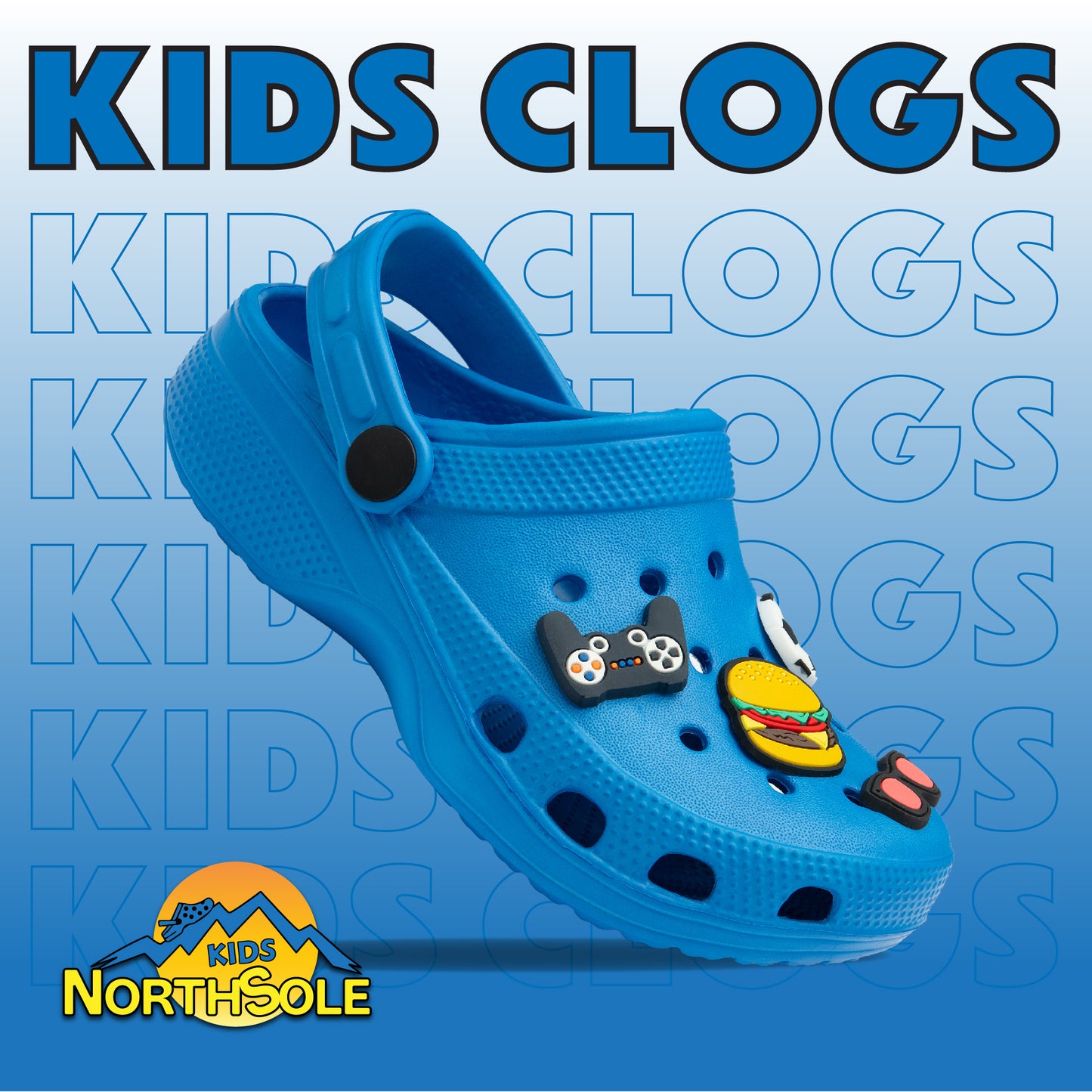 NorthSole Boys Clogs Childrens Sandals with Removable Charms Kids Beach Pool Shoes - My Little Legends