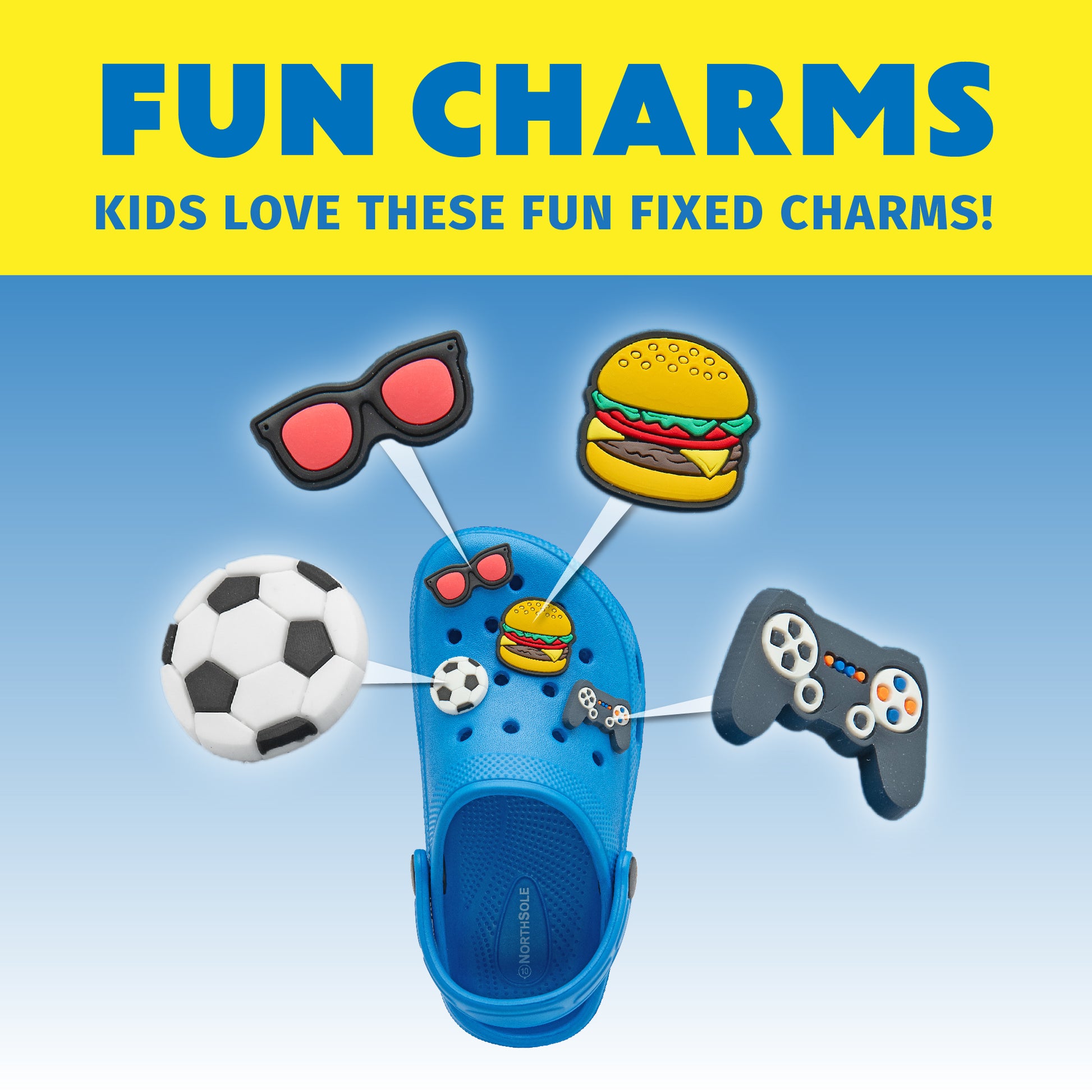 NorthSole Boys Clogs Childrens Sandals with Removable Charms Kids Beach Pool Shoes - My Little Legends