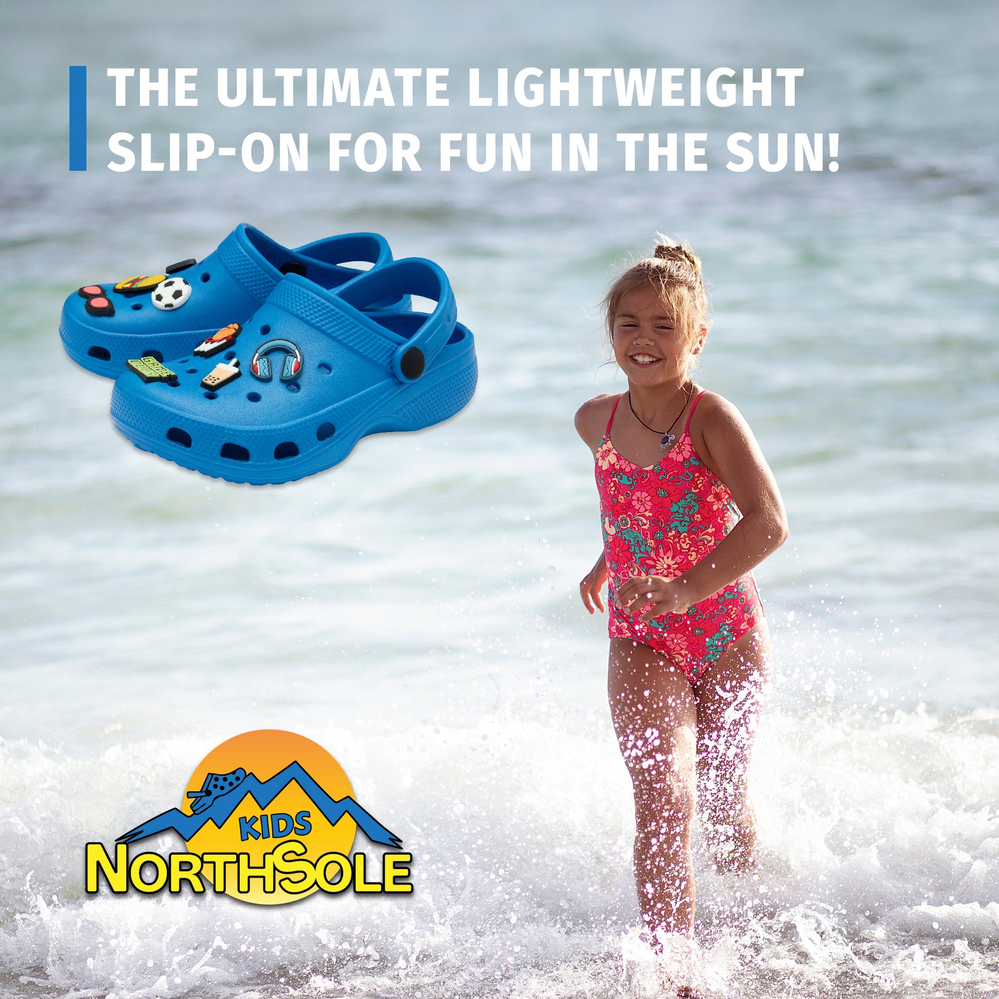 NorthSole Boys Clogs Childrens Sandals with Removable Charms Kids Beach Pool Shoes - My Little Legends