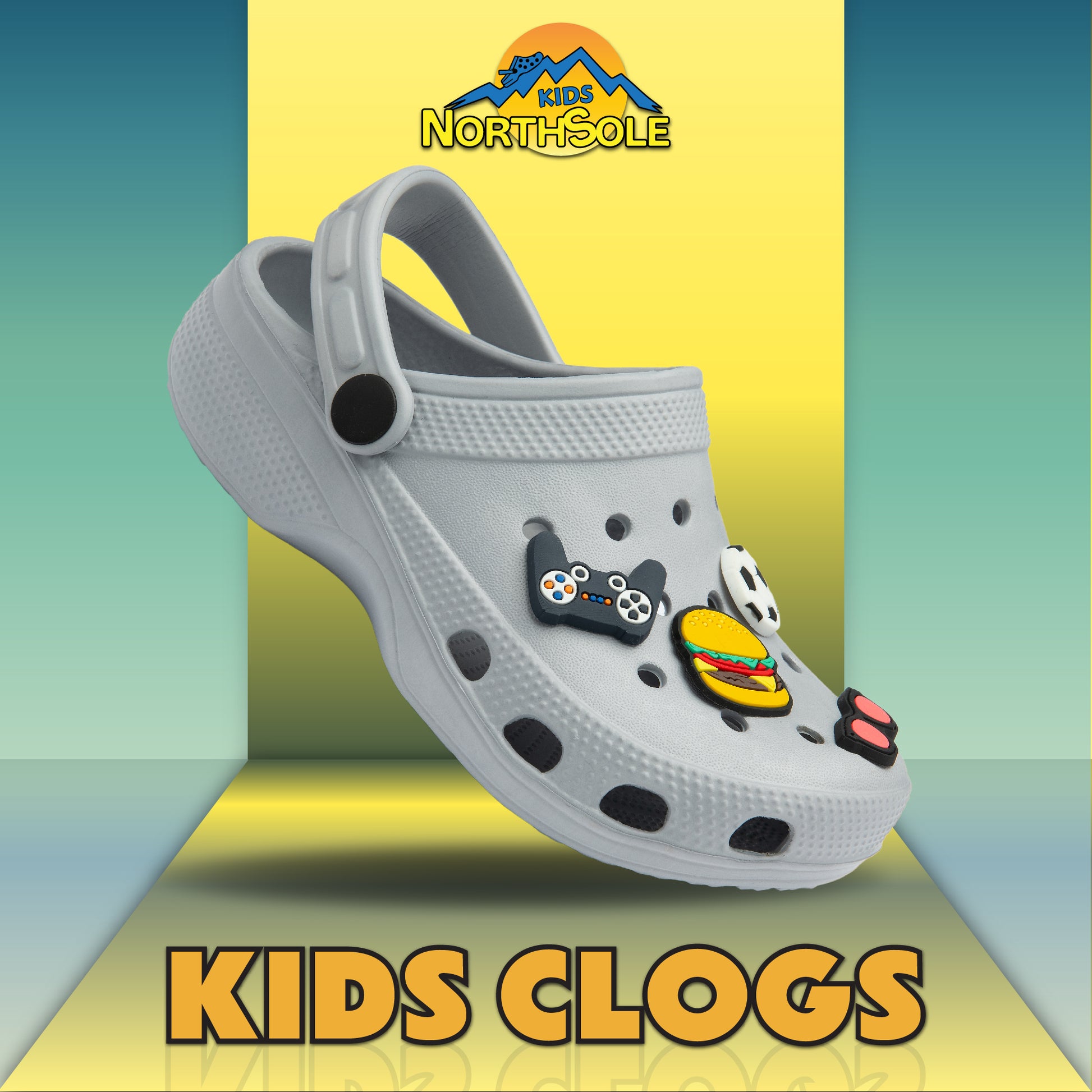 NorthSole Boys Clogs Childrens Sandals with Removable Charms Kids Beach Pool Shoes - My Little Legends