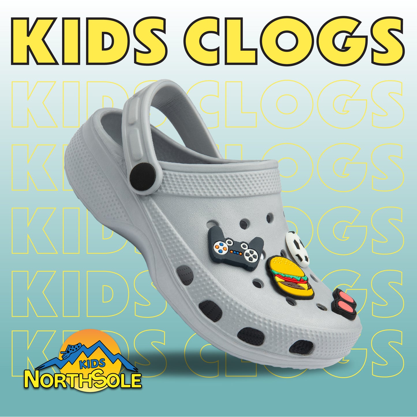 NorthSole Boys Clogs Childrens Sandals with Removable Charms Kids Beach Pool Shoes - My Little Legends