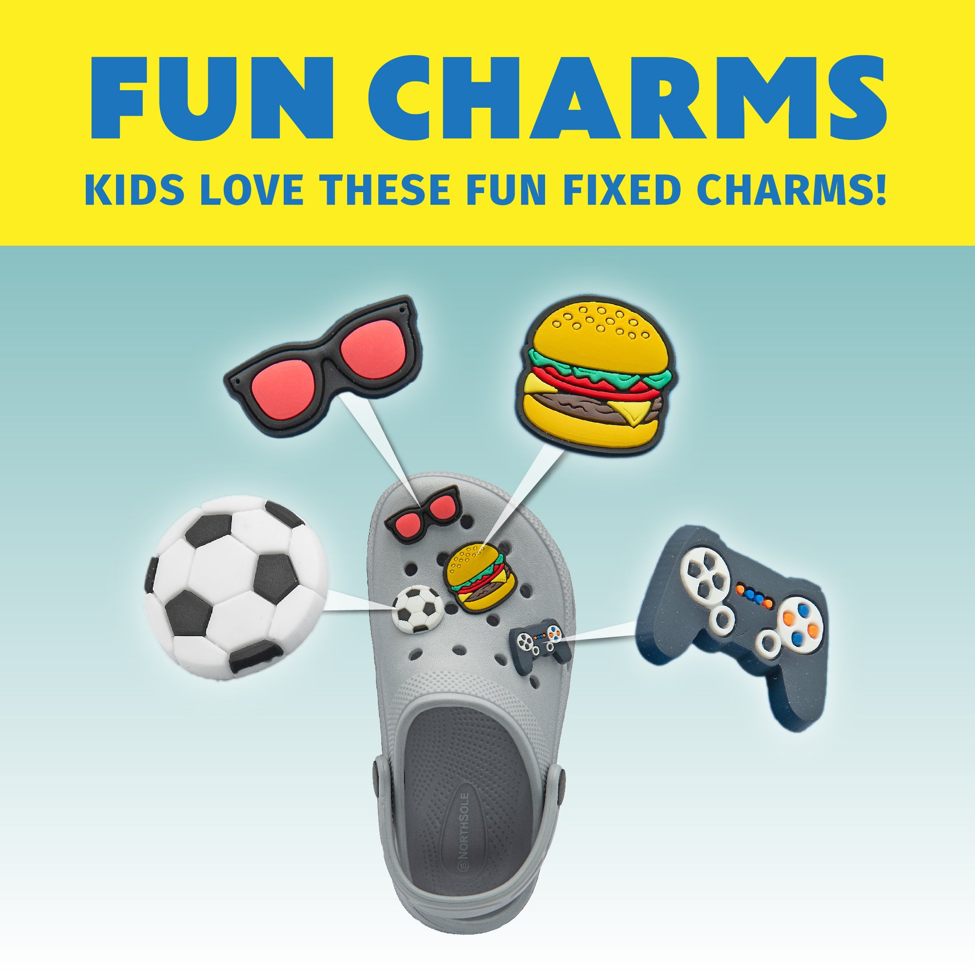 NorthSole Boys Clogs Childrens Sandals with Removable Charms Kids Beach Pool Shoes - My Little Legends