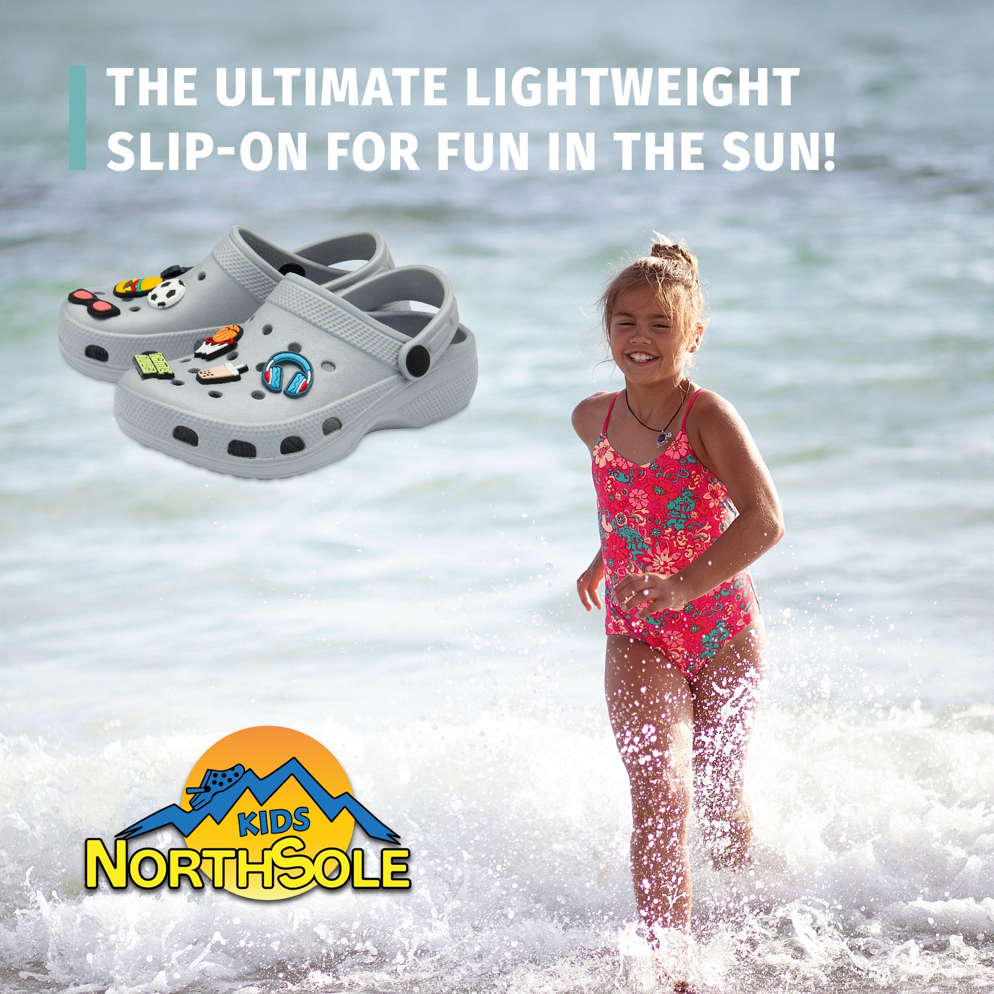 NorthSole Boys Clogs Childrens Sandals with Removable Charms Kids Beach Pool Shoes - My Little Legends