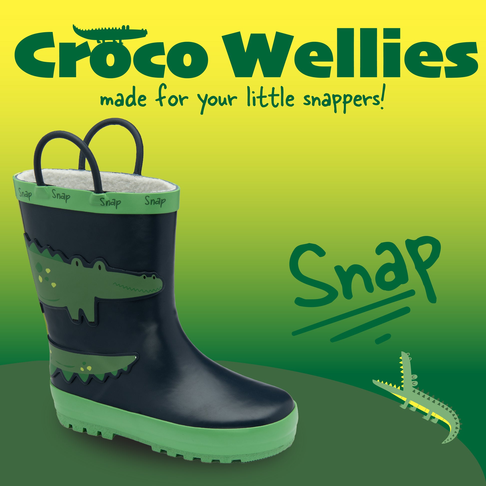 NorthSole Kids Wellies Boys & Girls Childrens Rubber Wellington Boots With Easy Pull On Handles Fleece Lined - My Little Legends