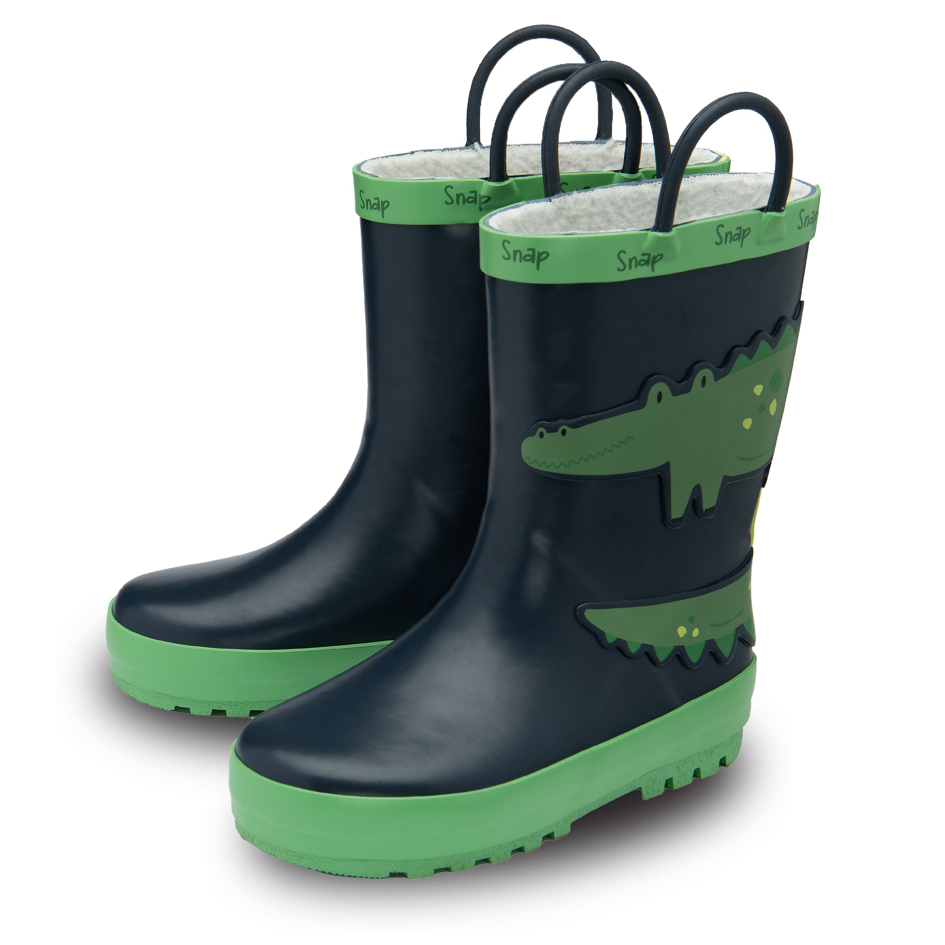 NorthSole Kids Wellies Boys & Girls Childrens Rubber Wellington Boots With Easy Pull On Handles Fleece Lined - My Little Legends