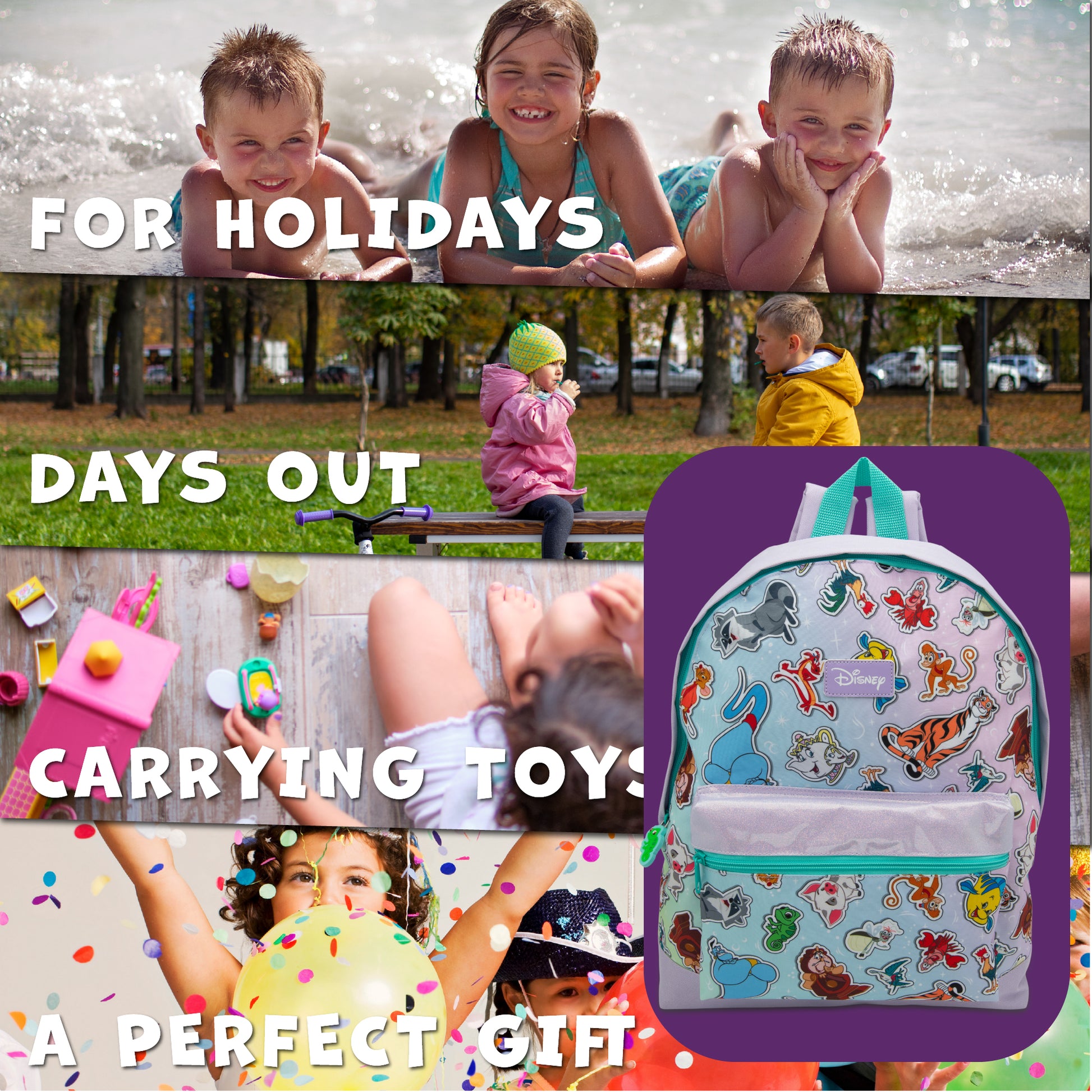 Disney Girls Backpack Kids School Bag Nursery Children’s Rucksack Lunch Book Bag Featuring Sidekick Characters - My Little Legends