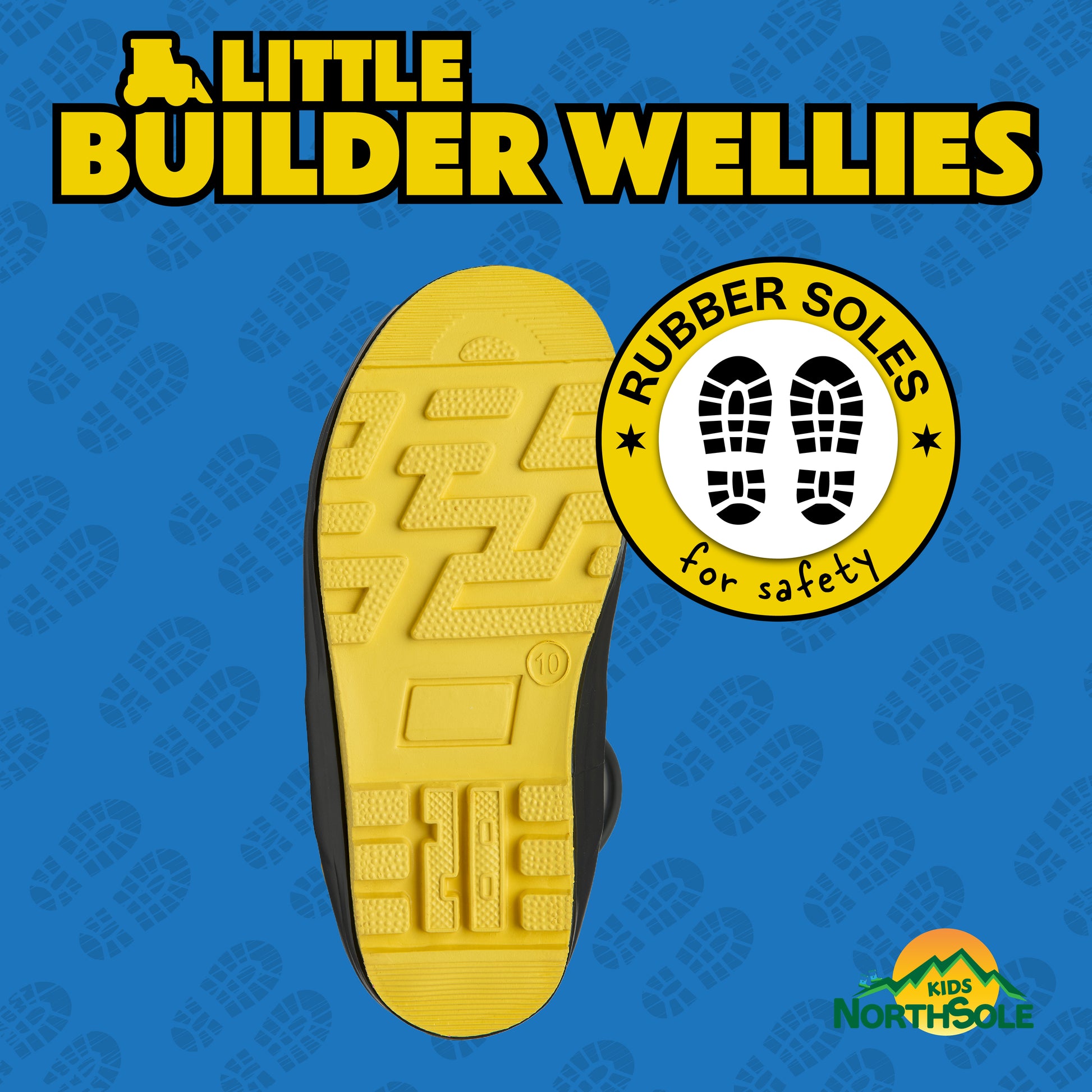 NorthSole Kids Wellies Boys & Girls Childrens Rubber Wellington Boots With Easy Pull On Handles Fleece Lined - My Little Legends